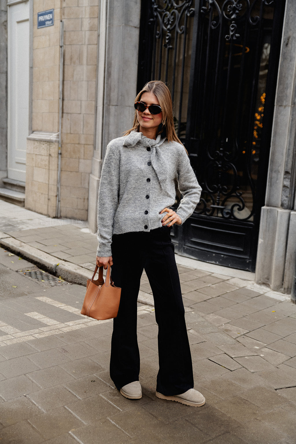 Cardigan en Maille YASSala LS Gris Moyen Mélangé