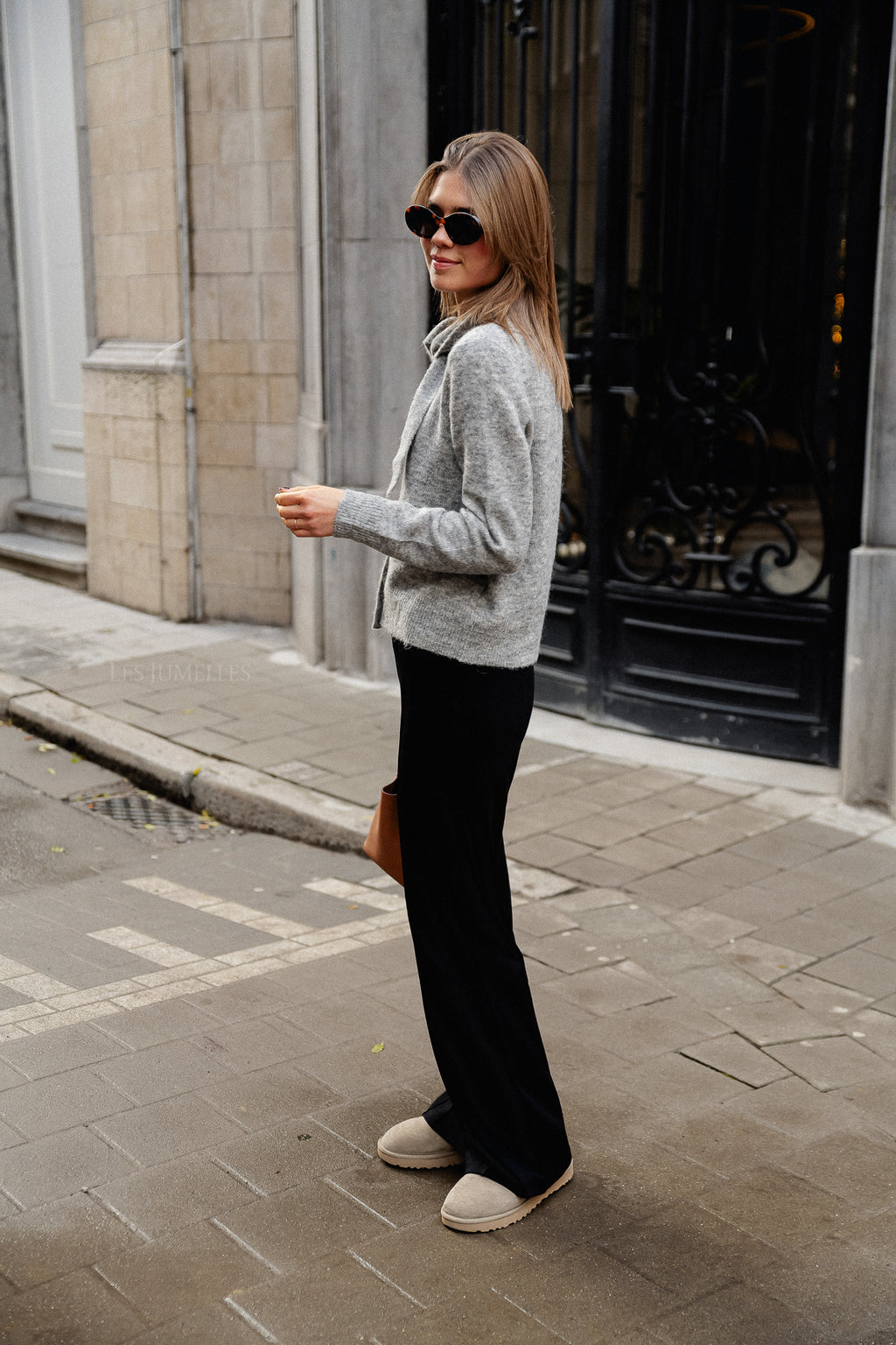 Cardigan en Maille YASSala LS Gris Moyen Mélangé