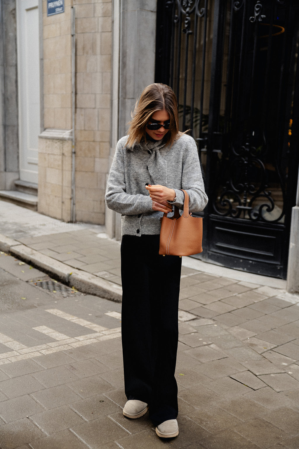 Cardigan en Maille YASSala LS Gris Moyen Mélangé