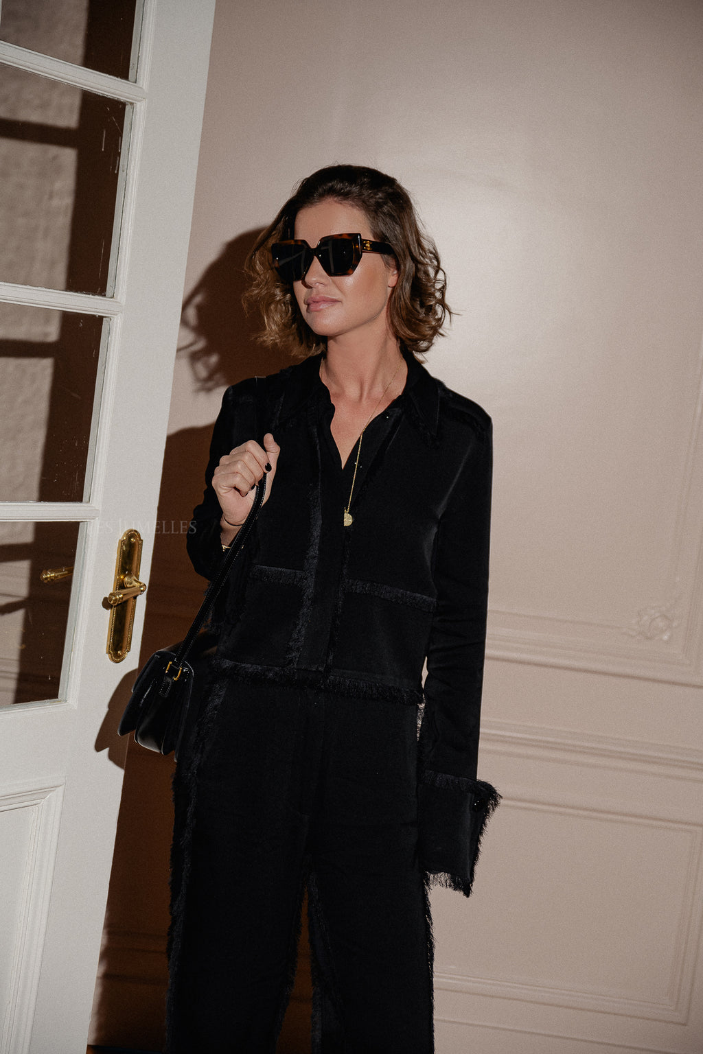 Theodor matte crepe trousers black