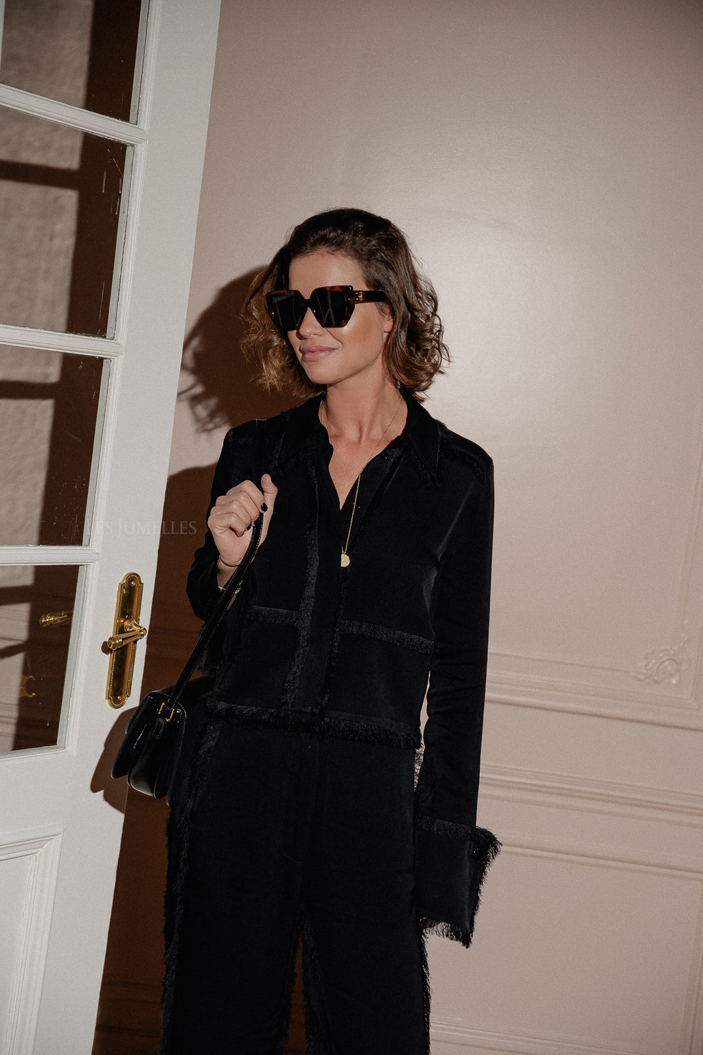 Theodor matte crepe trousers black