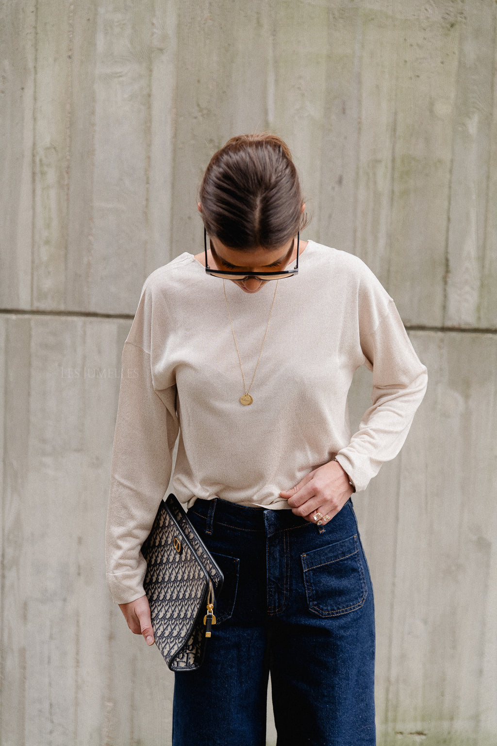 Haut en tricot REV à col en V VINovy LS en mélange naturel super léger