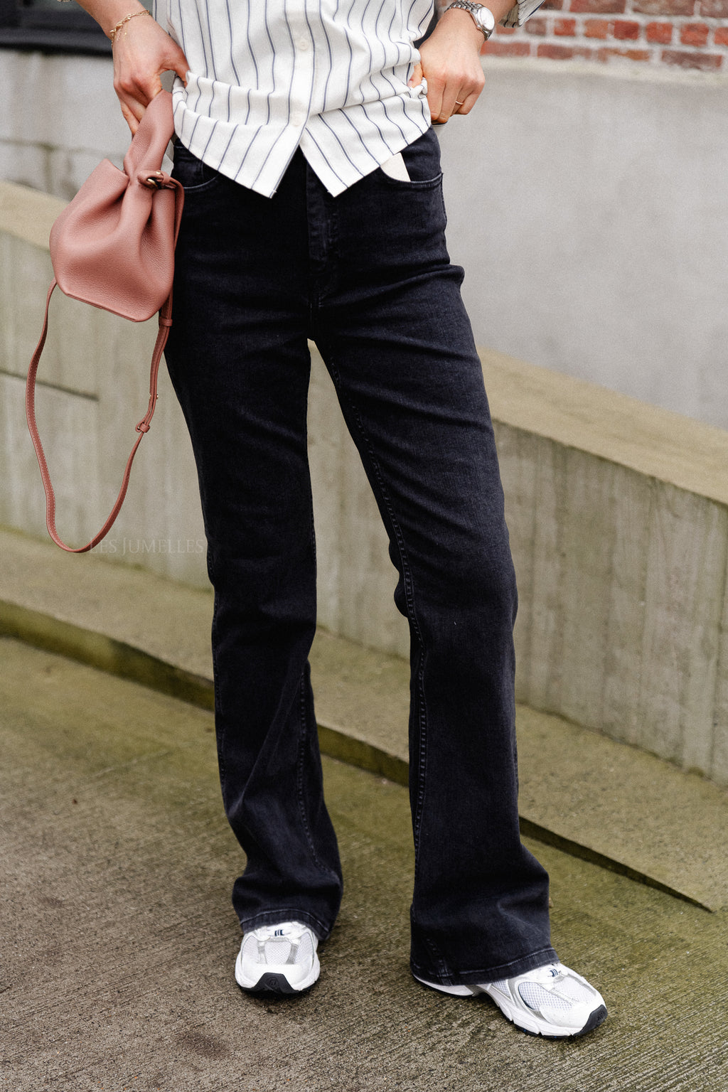 RivyGZ HW flared jeans donkergrijs