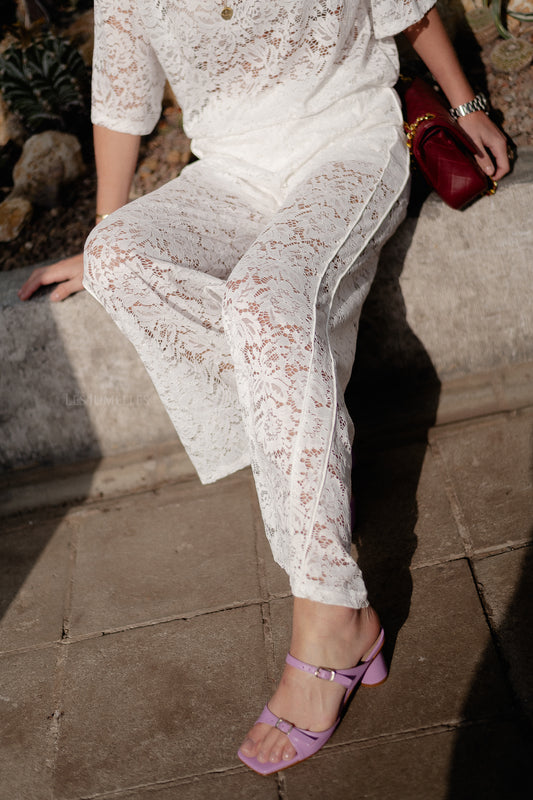 Les Jumelles Georgina lace pants white