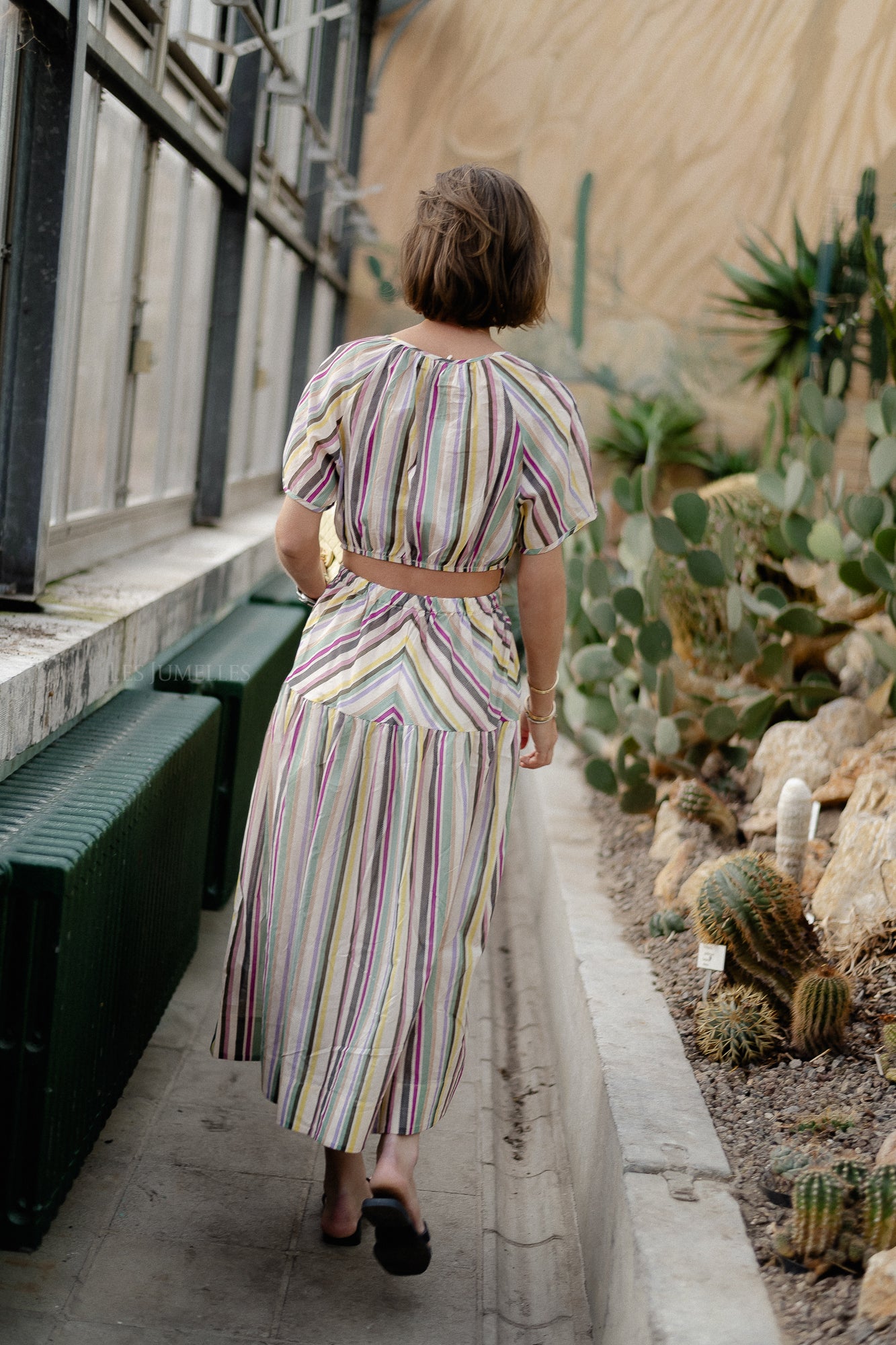 Spirited long dress print yellow/purple