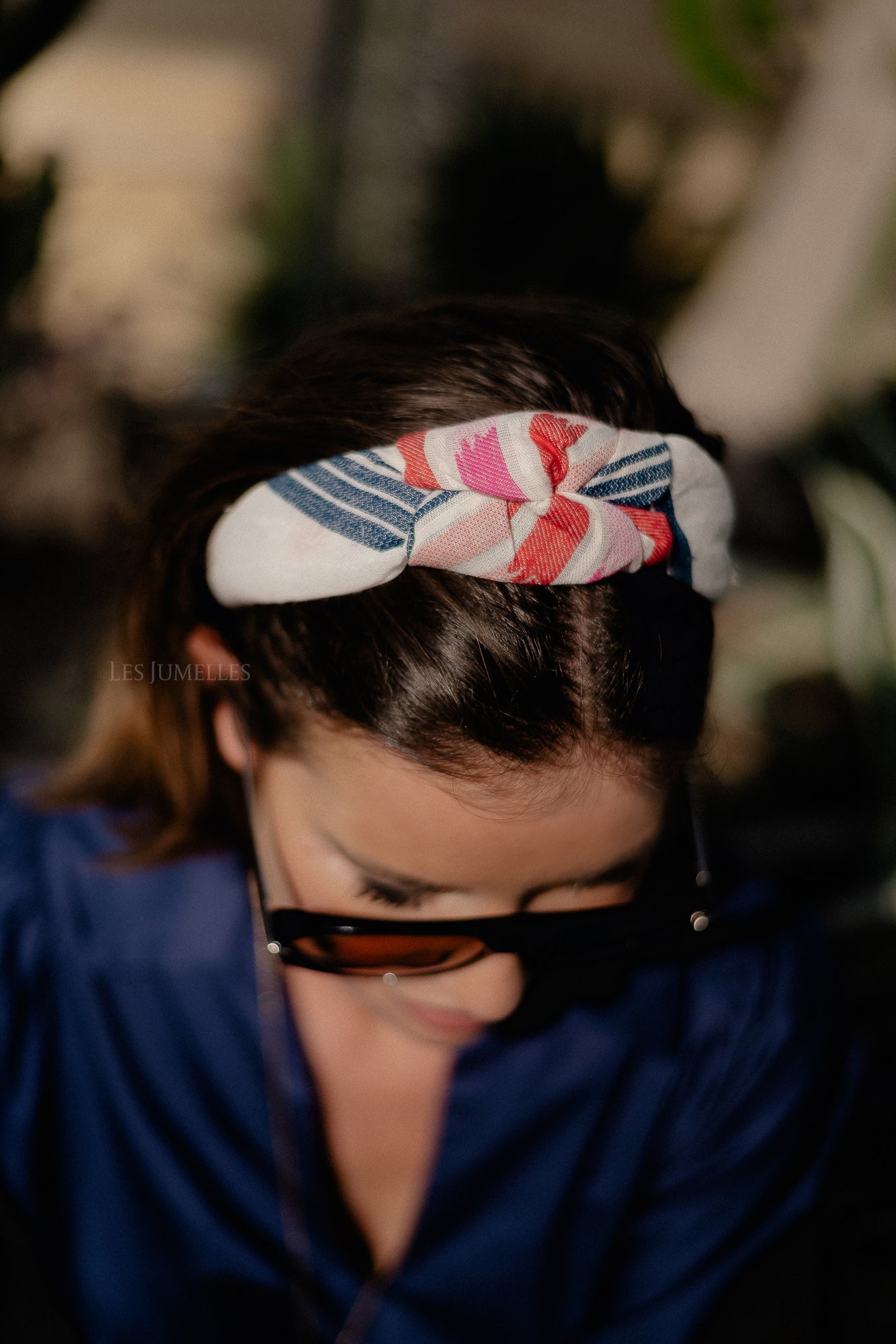 Knot hairband 7G navy/red