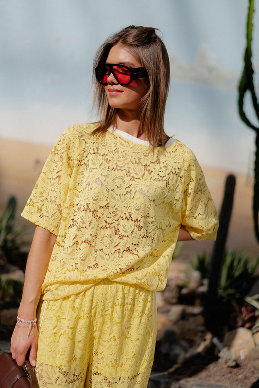 Les Jumelles Georgina lace top yellow