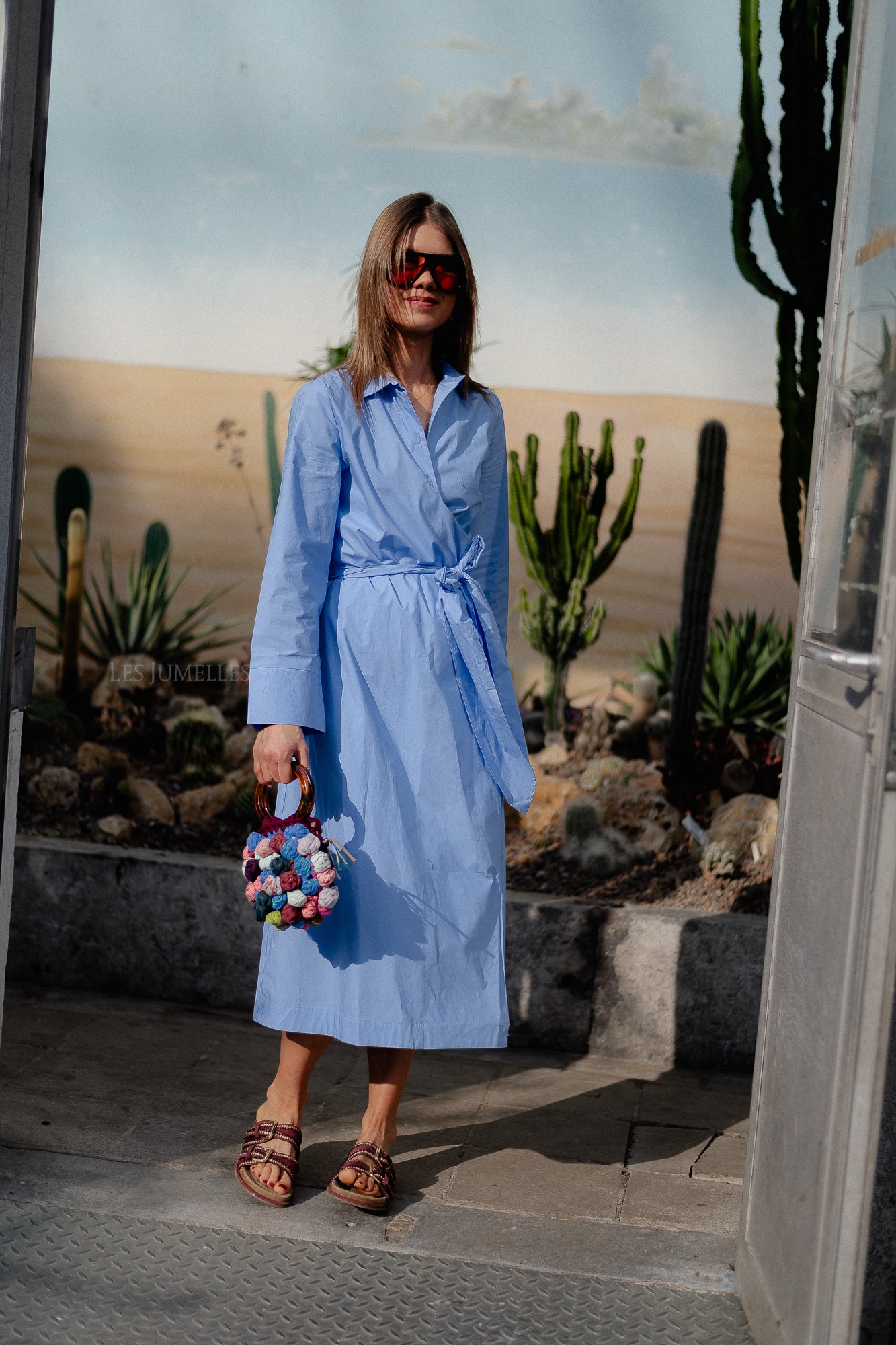 SLFAviana LS midi wrap dress cornflower blue