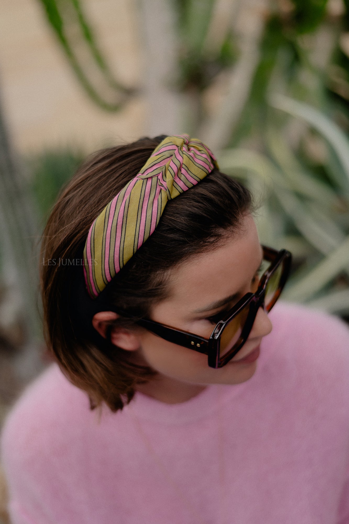 Knot hairband 9G pink/green