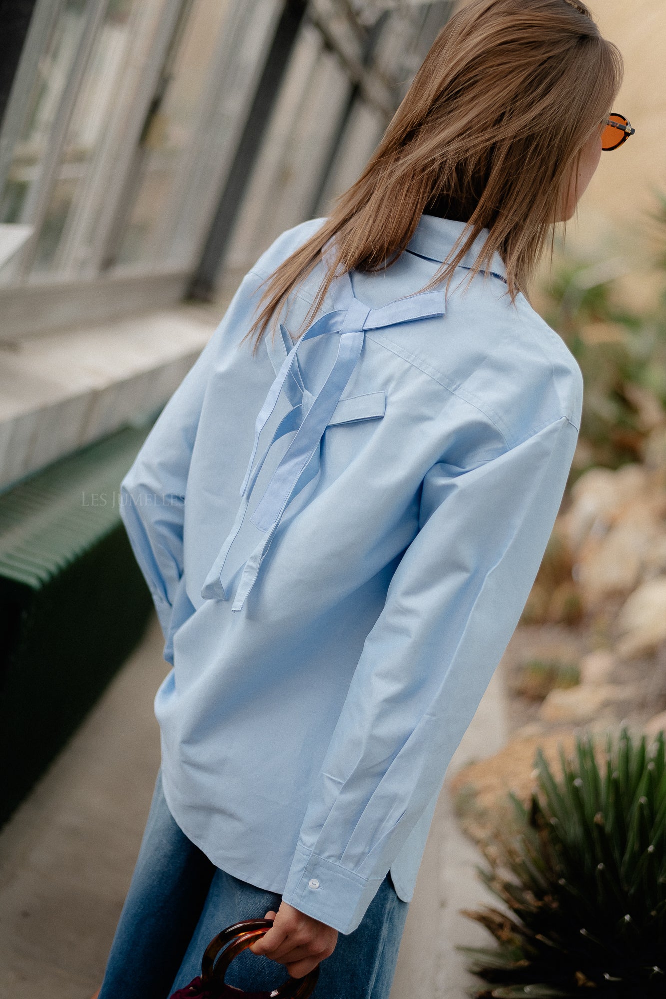 OBJZane LO L/S shirt cornflower blue