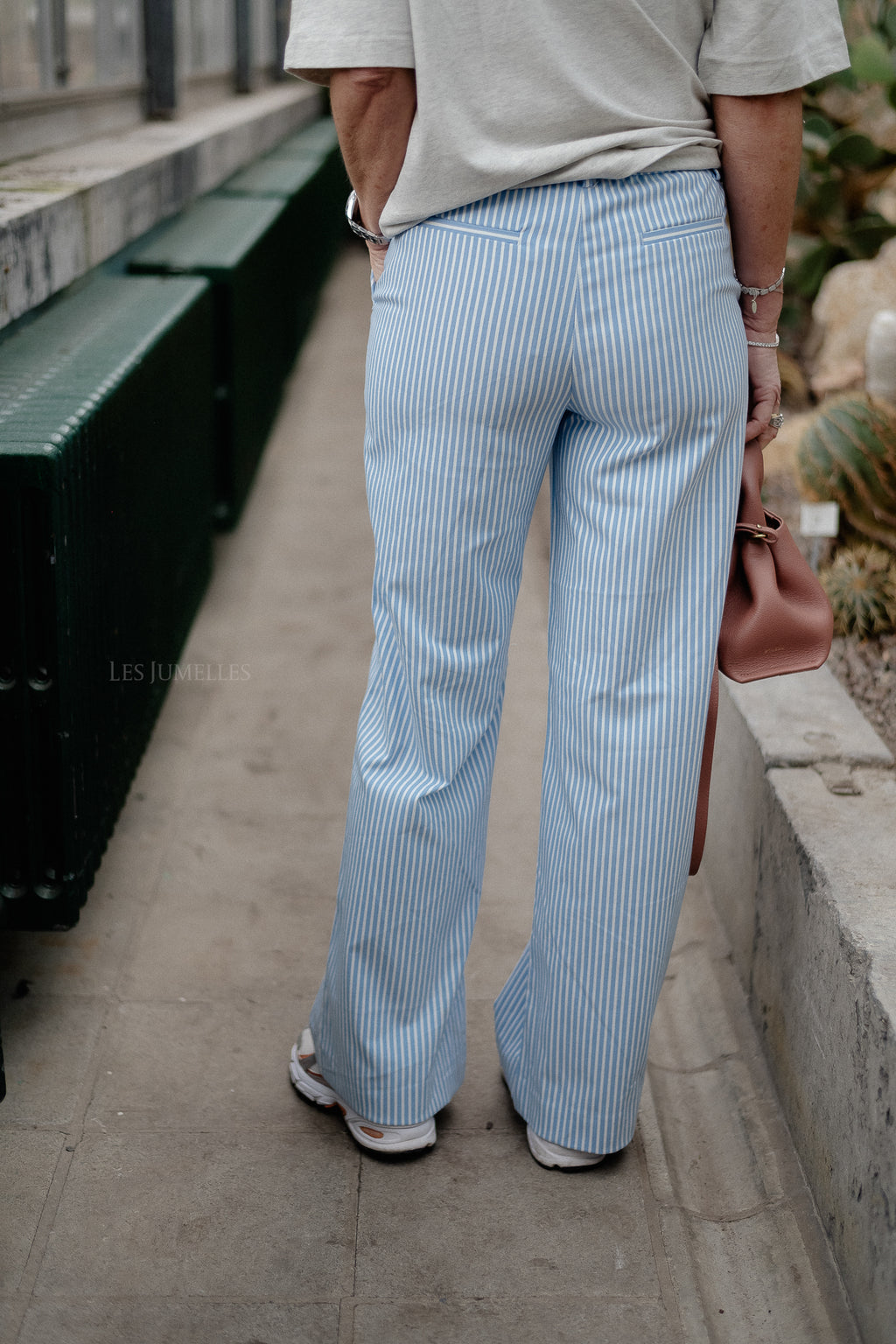 OBJLisa wide pants cloud dancer/cornflower