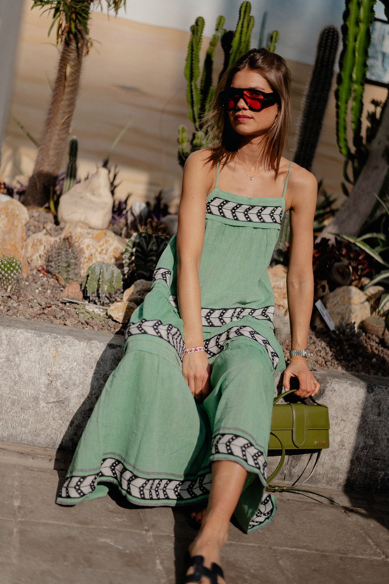 Brilliant long dress green/black