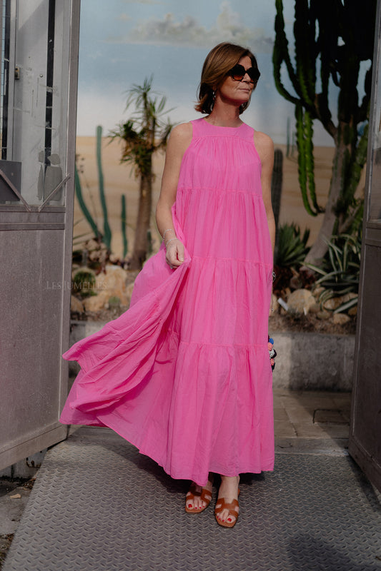 Les Jumelles Lack long dress fuchsia