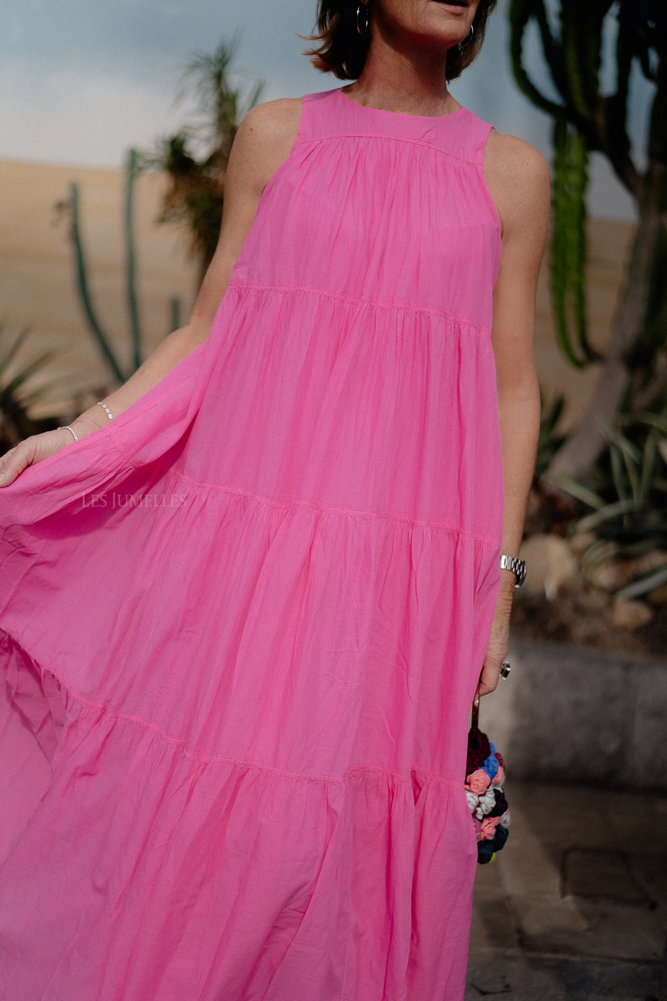 Lack long dress fuchsia