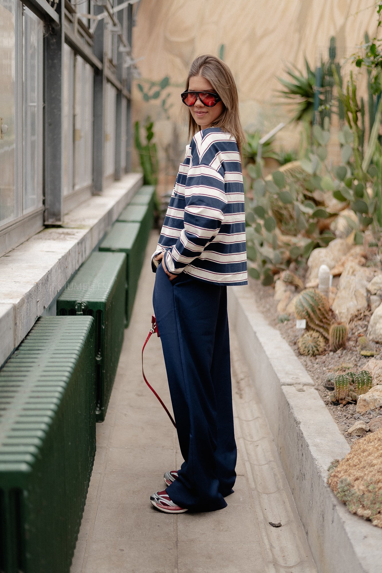 Frances striped polo sweatshirt navy/ecru