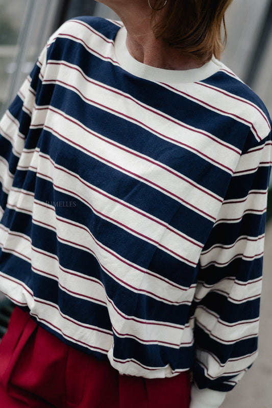 Les Jumelles Frances striped sweater navy/ecru