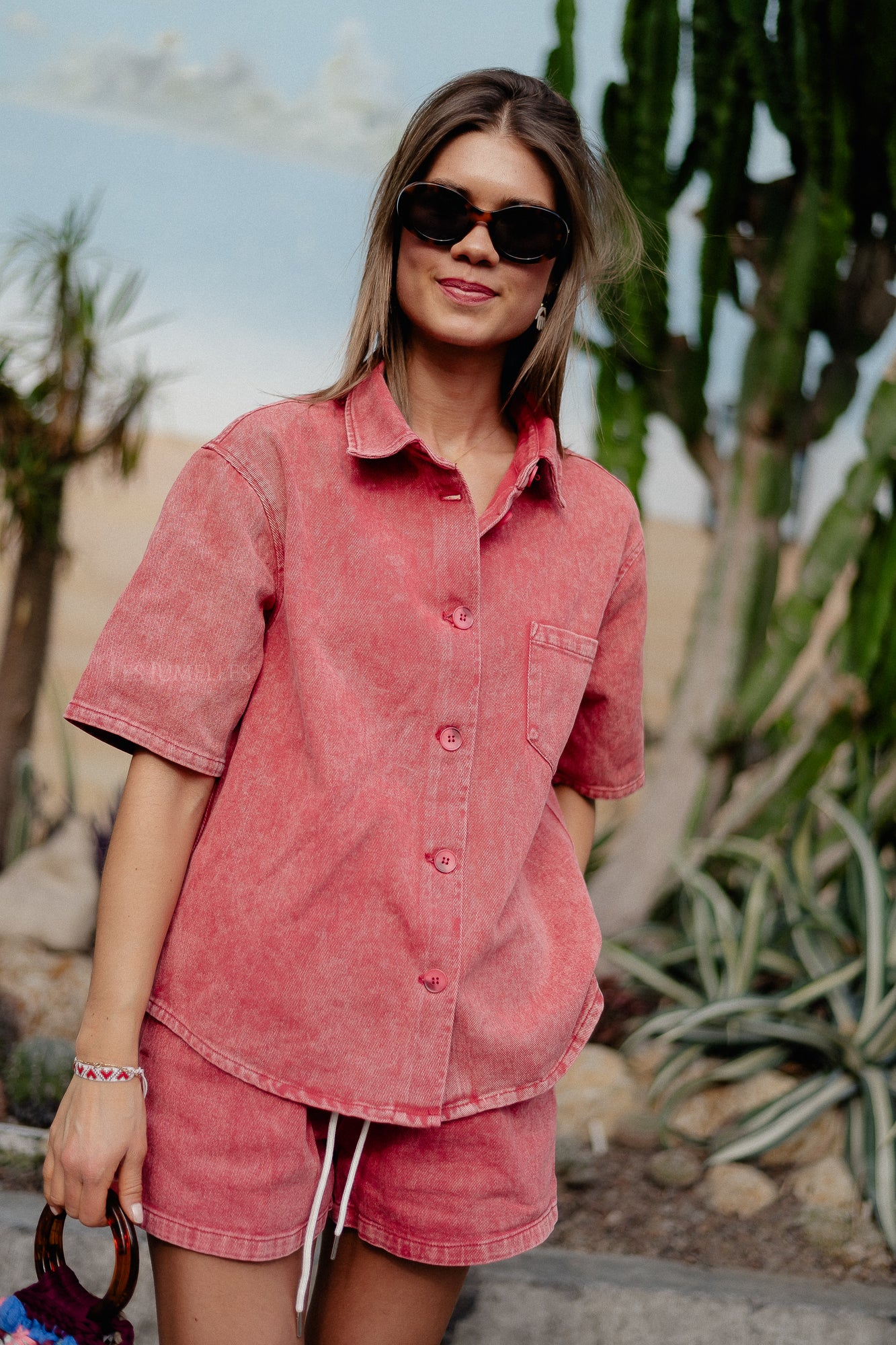 Zoe denim shorts red