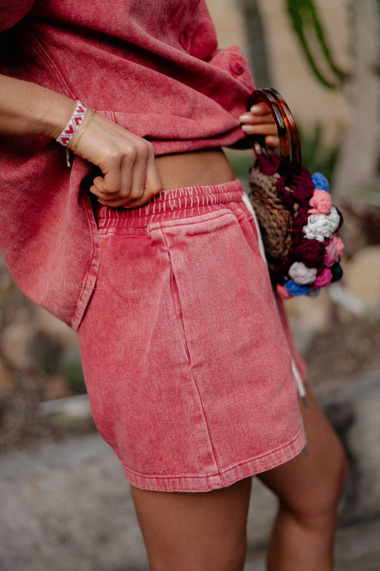 Zoe denim shorts red