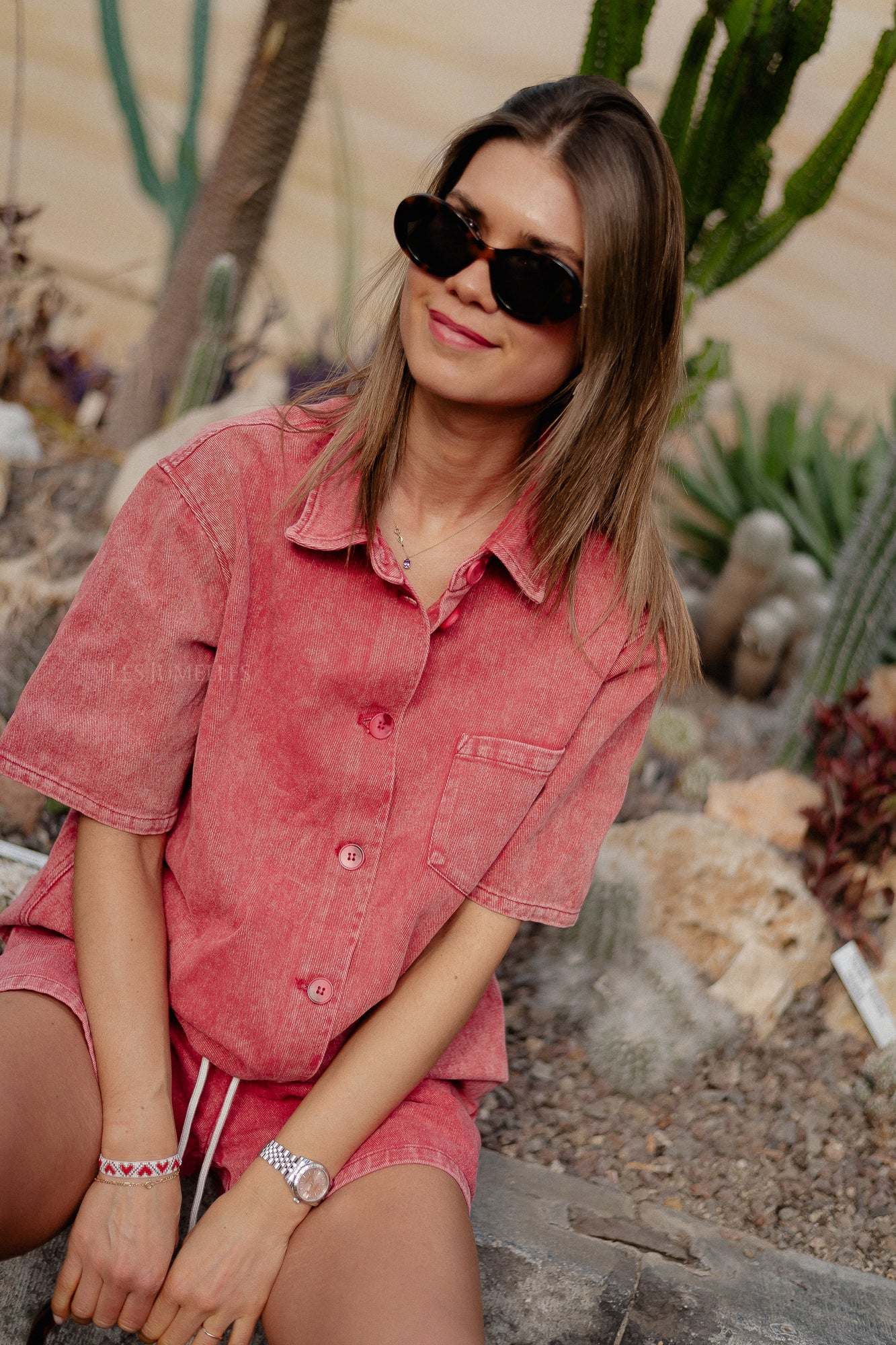 Zoe denim shirt rood