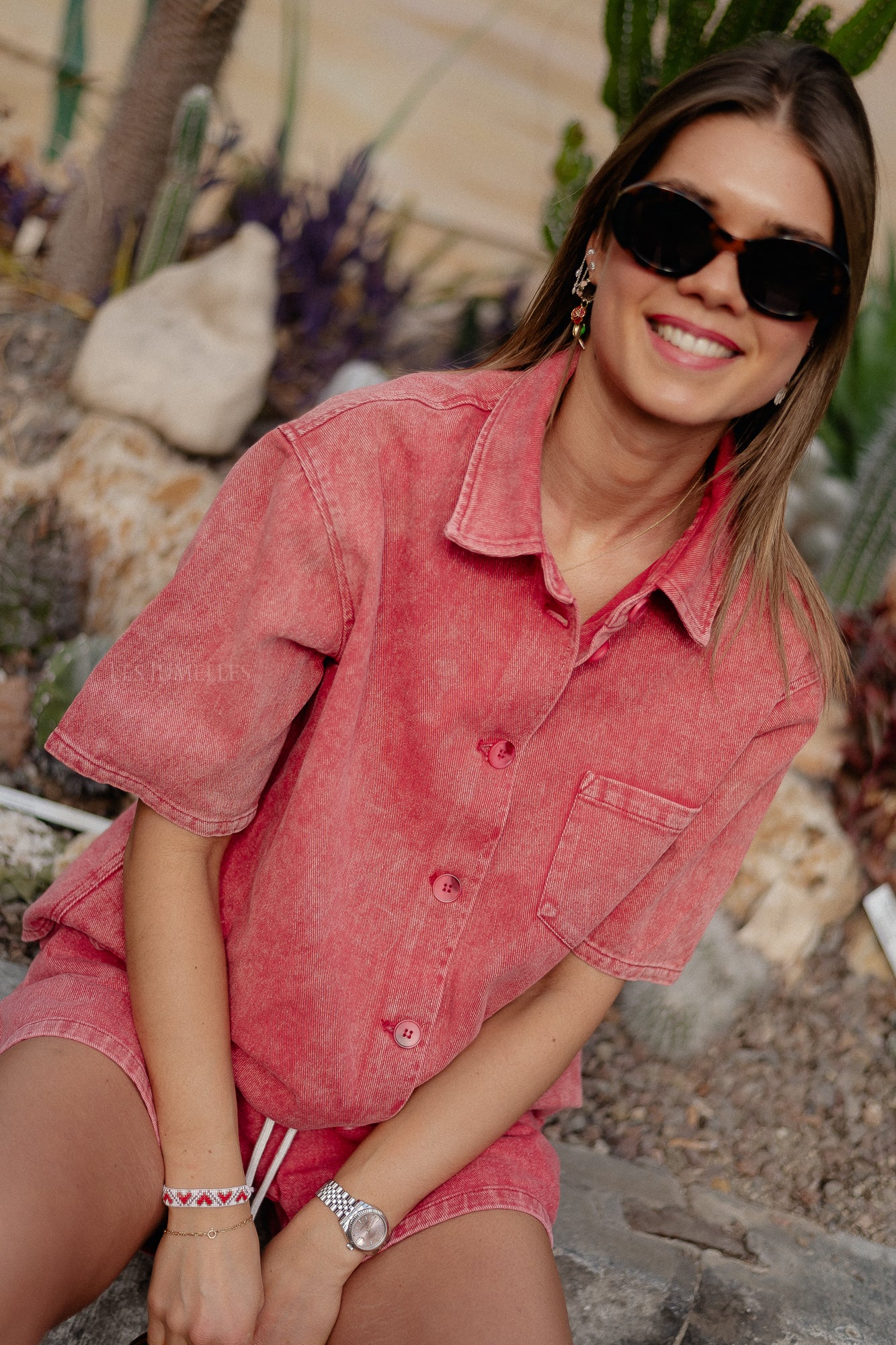 Zoe denim shirt rood