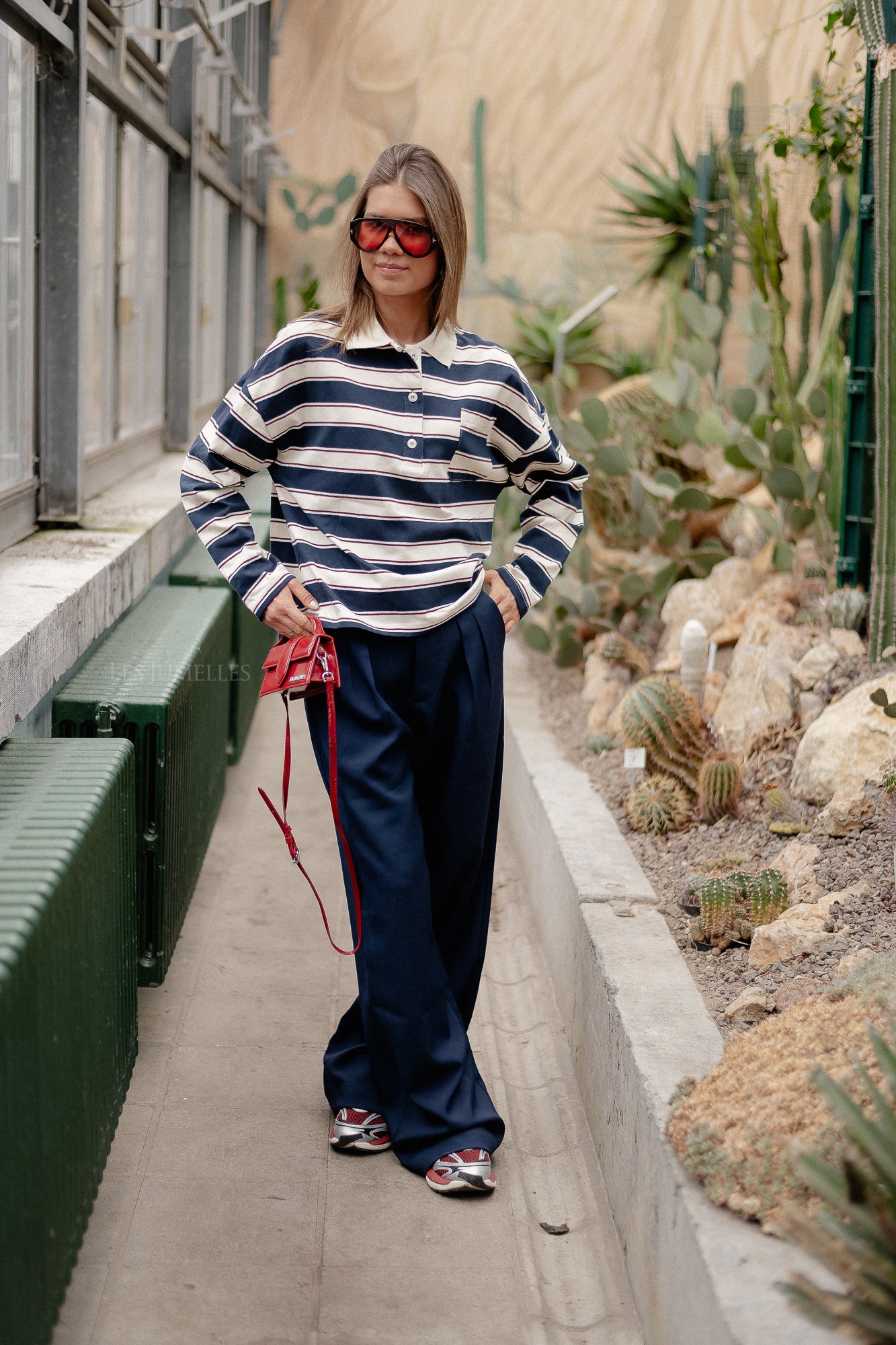 Frances striped polo sweatshirt navy/ecru