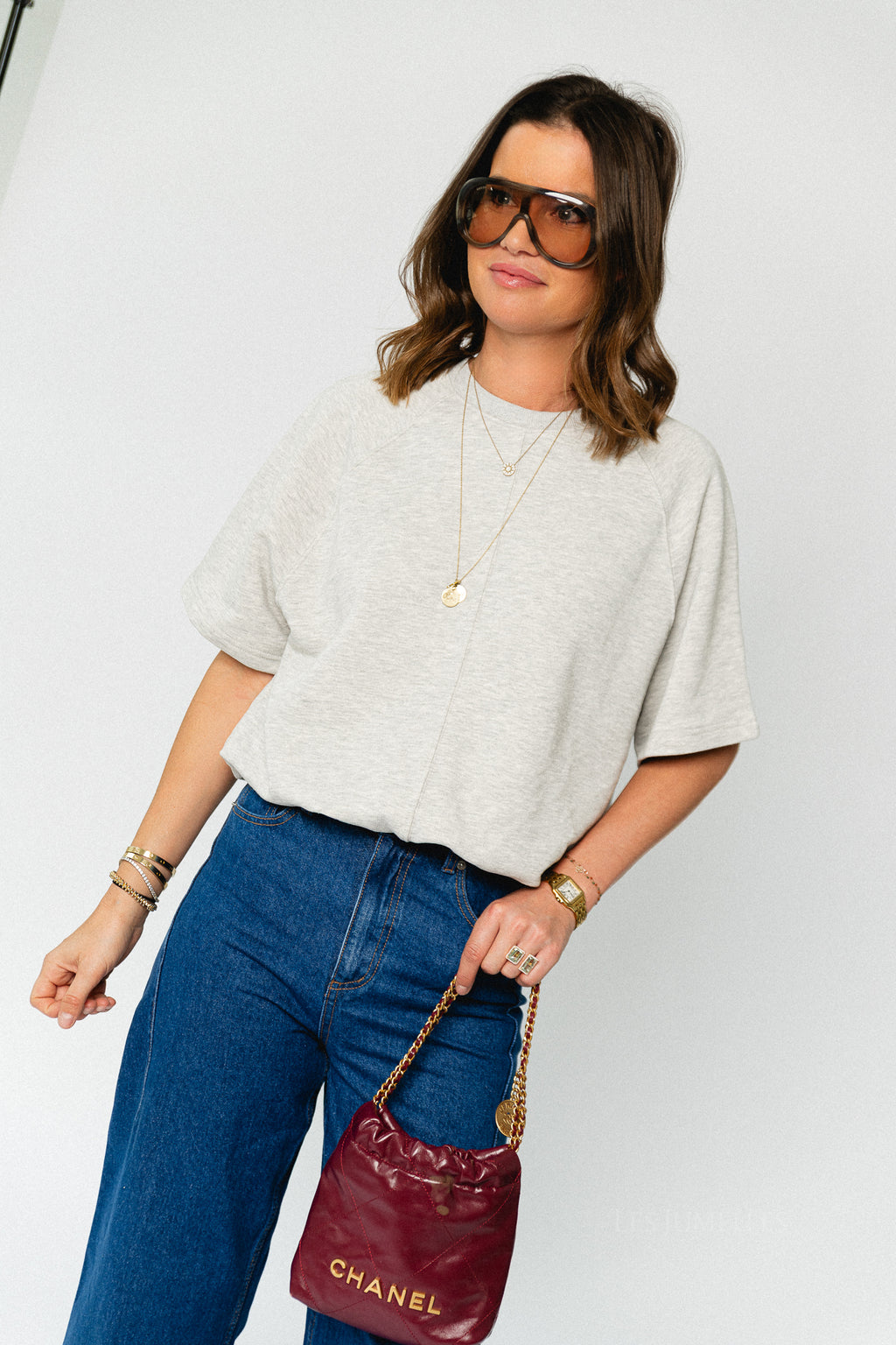 SLWTabby SS bubble sweat light grey melange