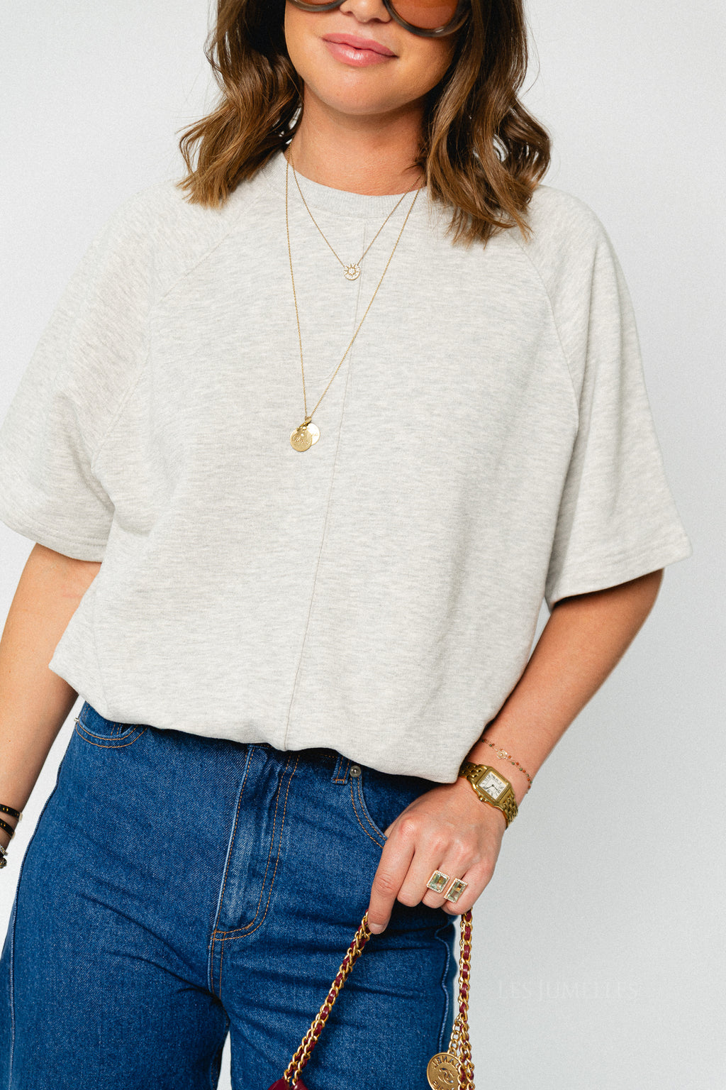 SLWTabby SS bubble sweat light grey melange