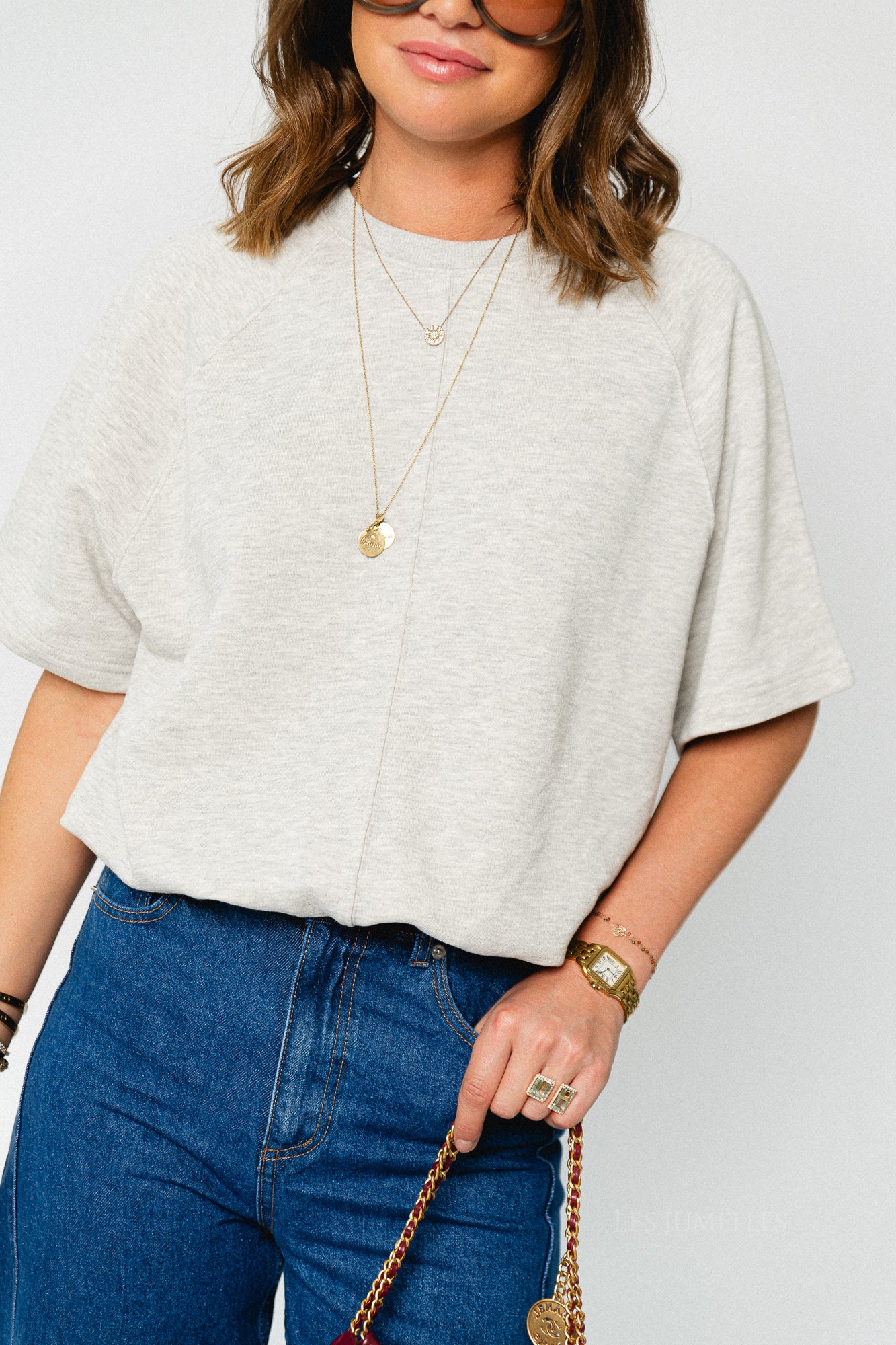 SLWTabby SS bubble sweat light grey melange