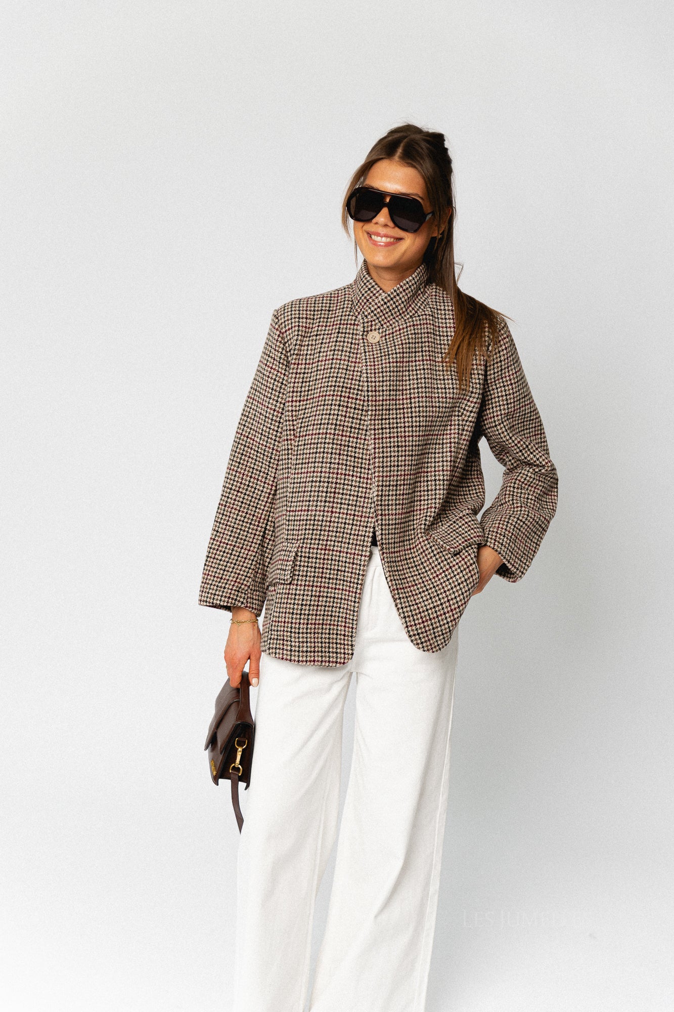 Hailey blazer houndstooth - multicolor – Les Jumelles