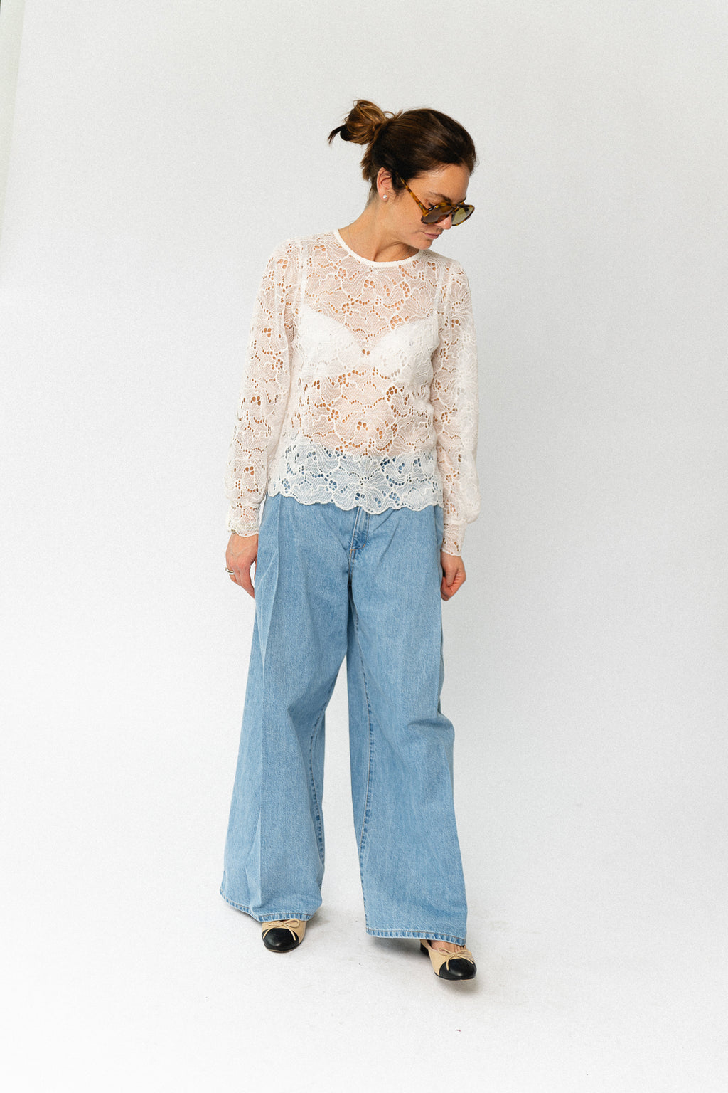 VIRhea O-neck L/S lace top cloud dancer