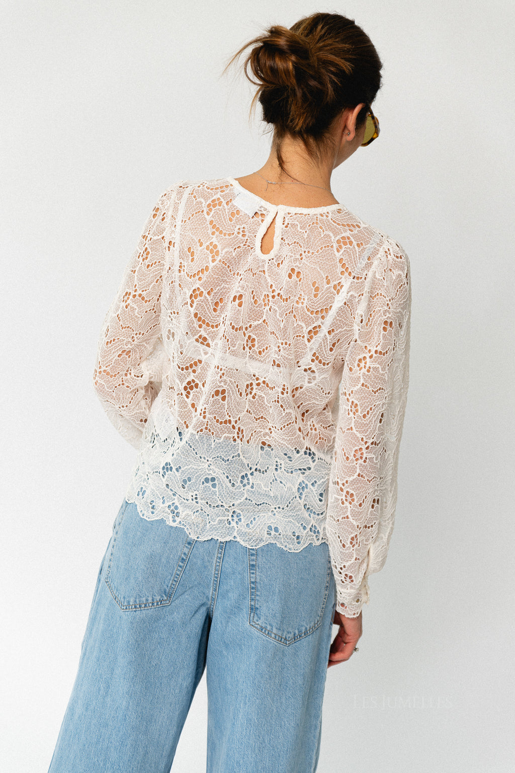 VIRhea O-neck L/S lace top cloud dancer