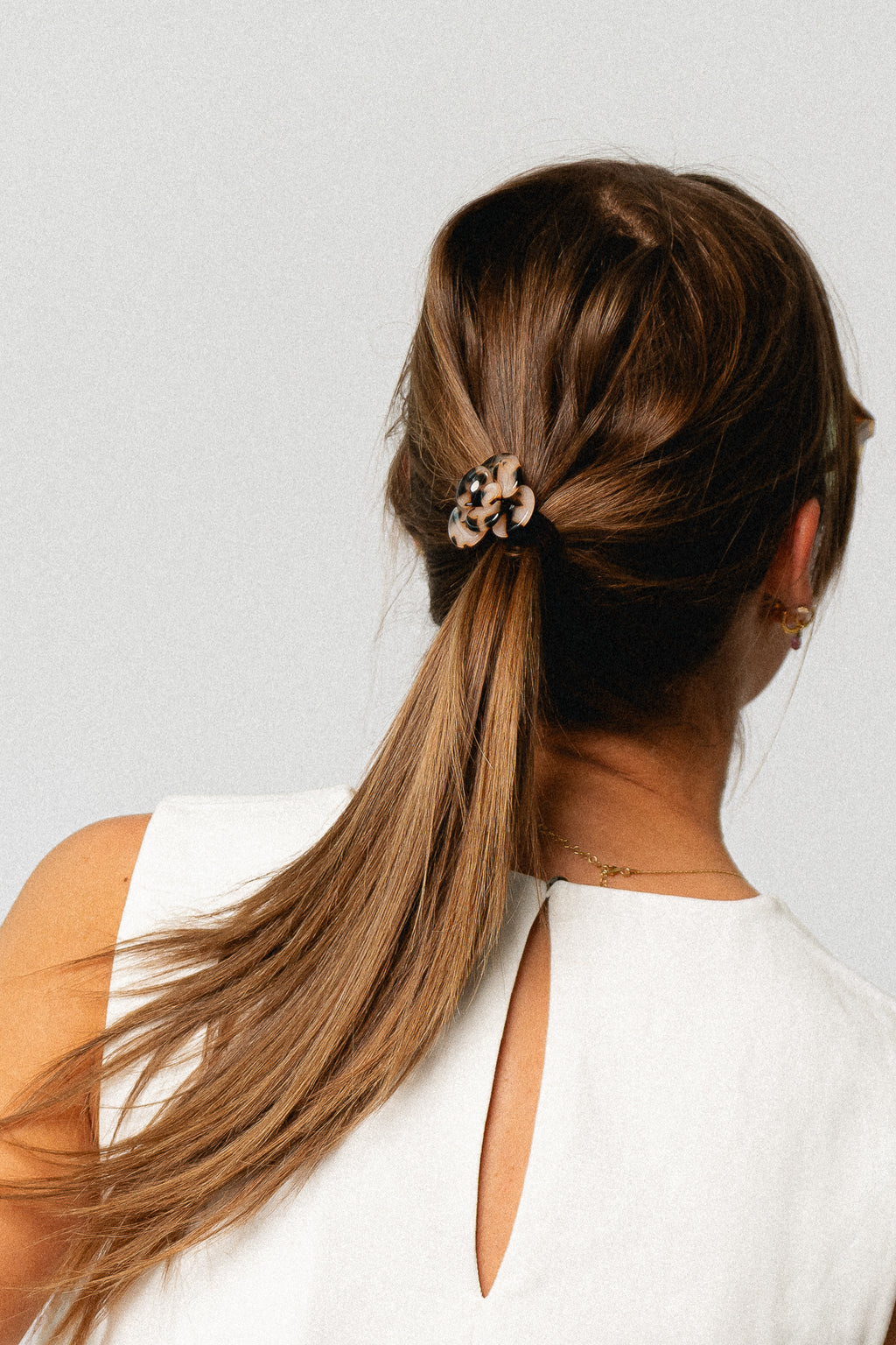 Flower hairtie tortoise - beige