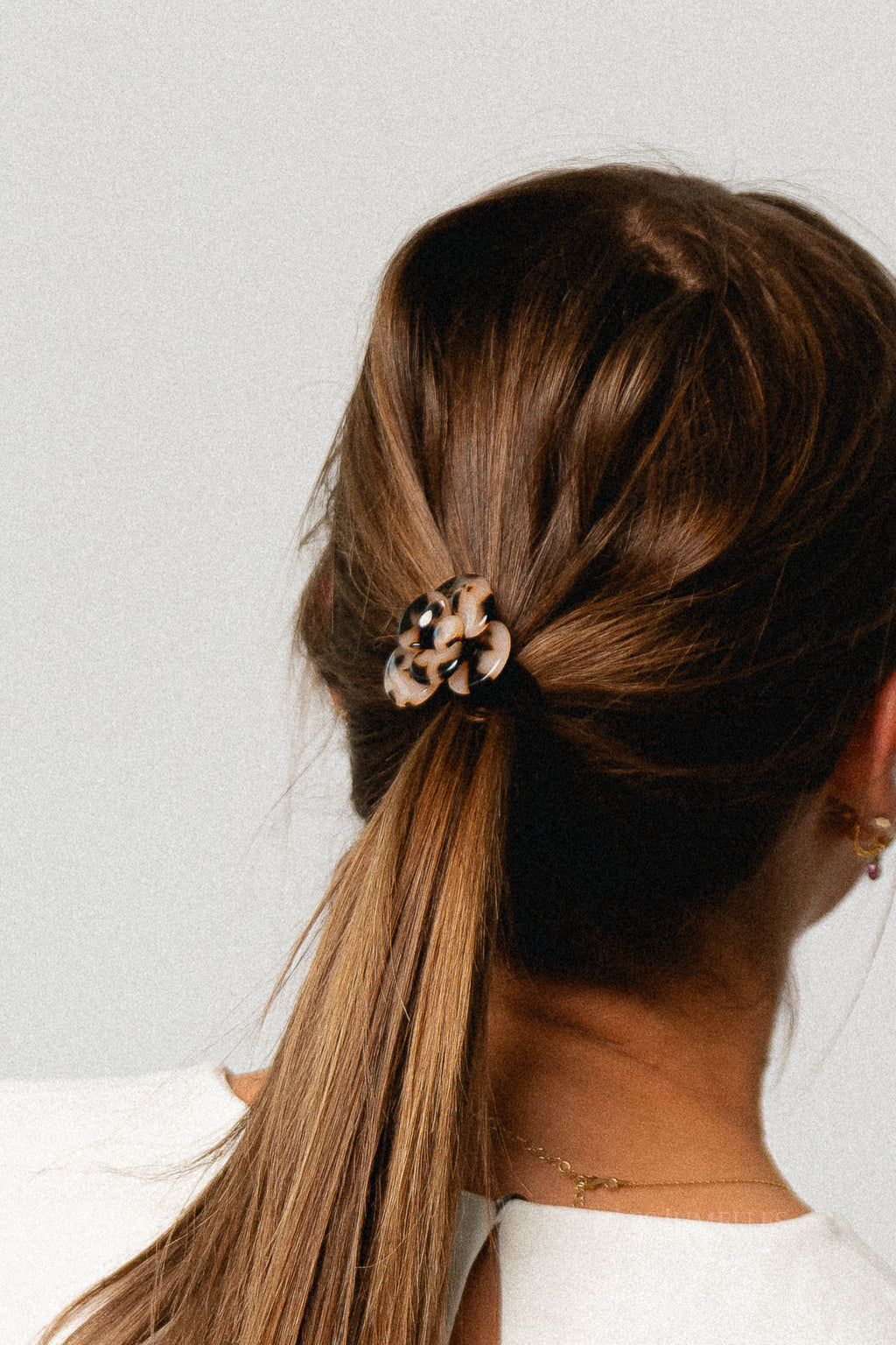 Flower hairtie tortoise - beige