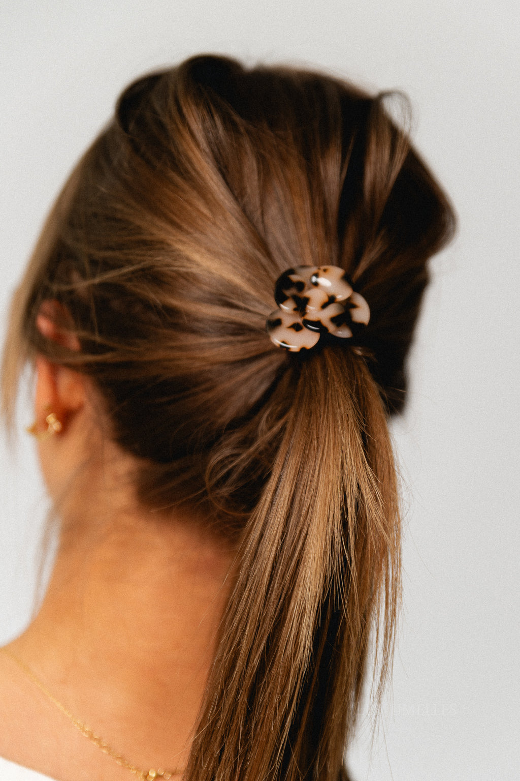 Flower hairtie tortoise - beige