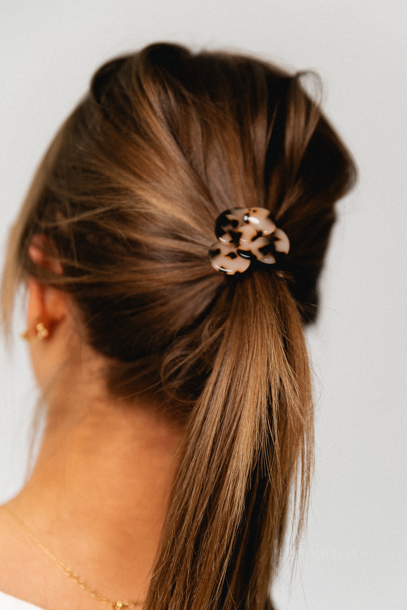 Flower hairtie tortoise - beige