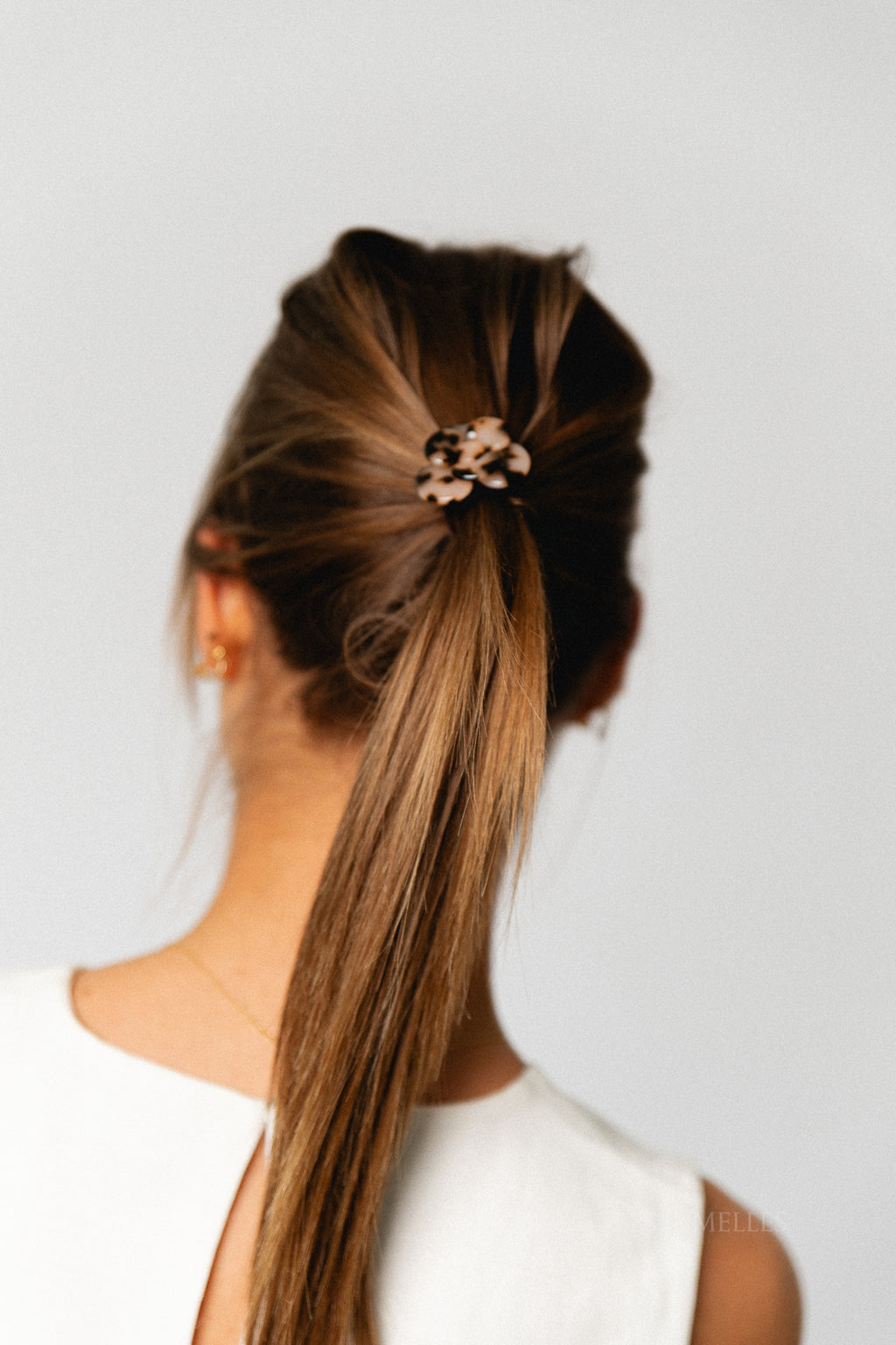 Flower hairtie tortoise - beige