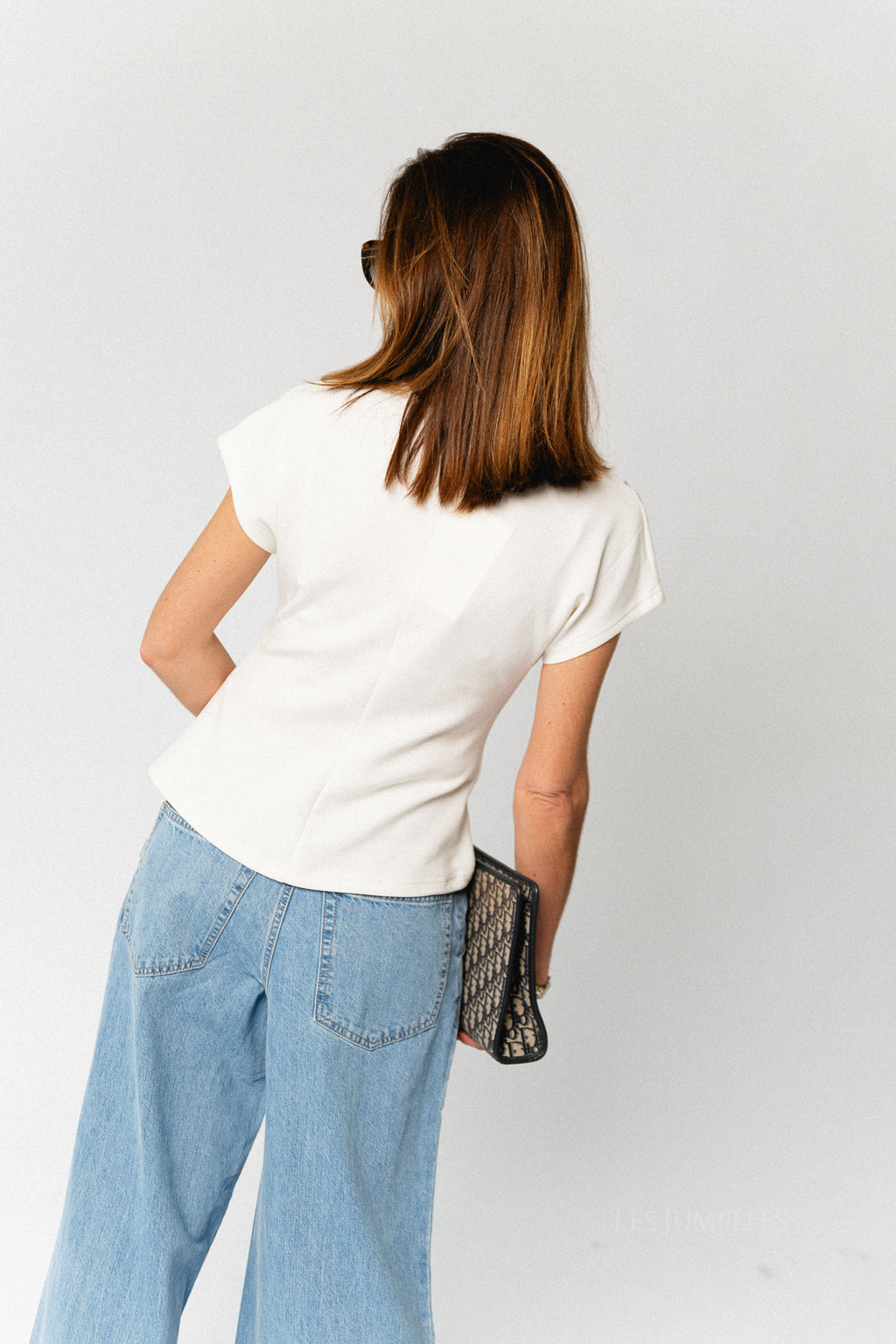 SLWTenny SS V-neck gathered top snow white