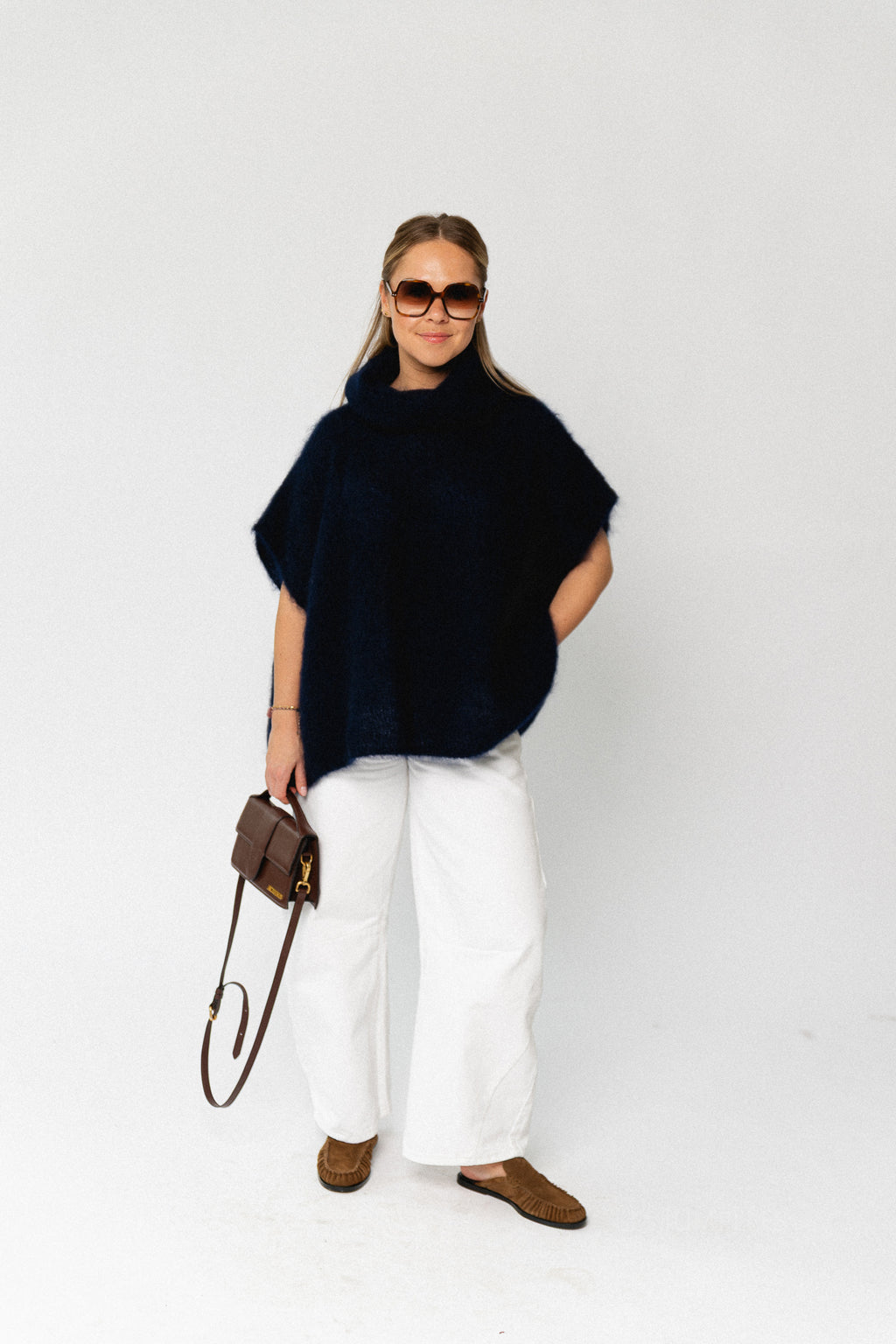 Manon roll neck jumper navy