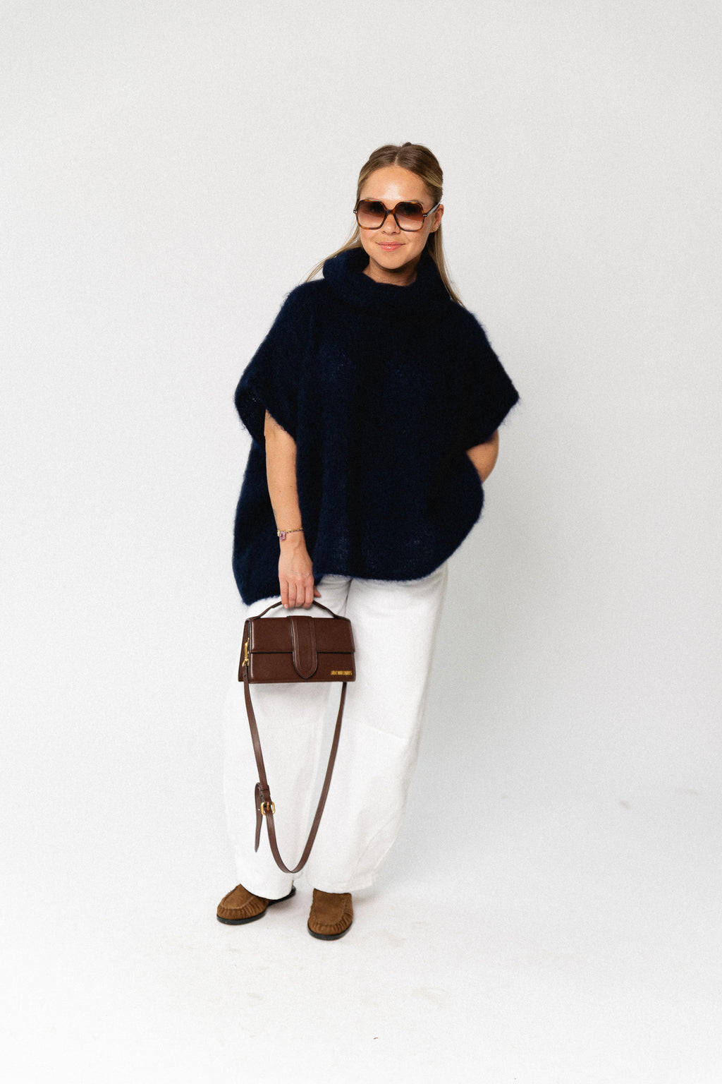 Manon roll neck jumper navy