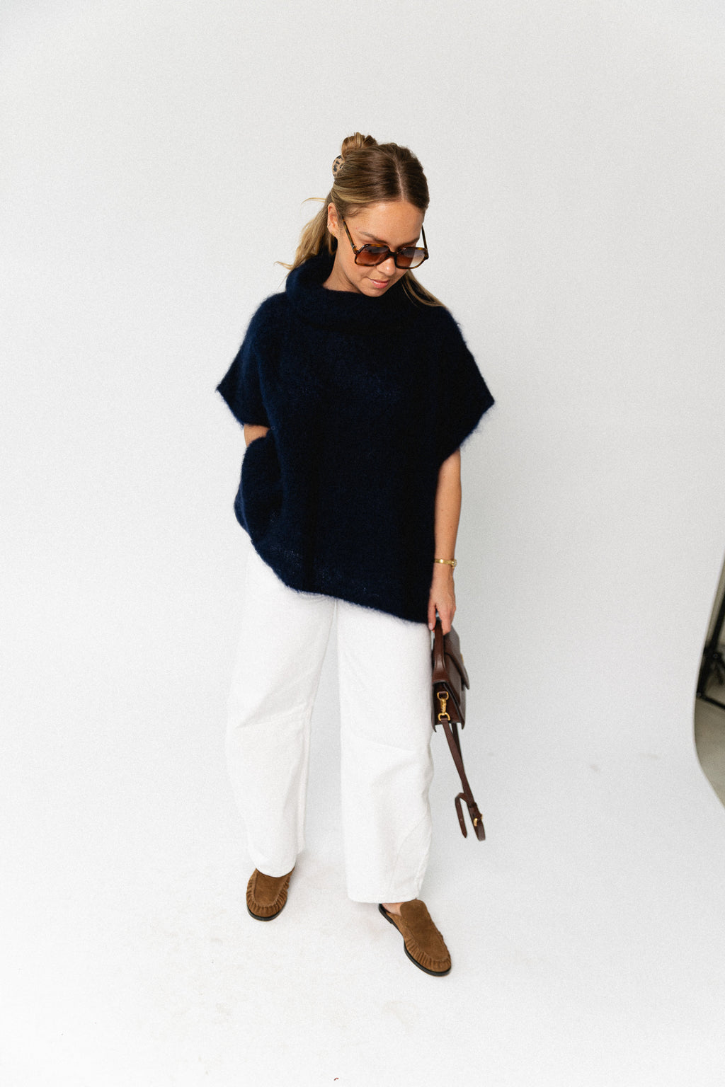 Manon roll neck jumper navy