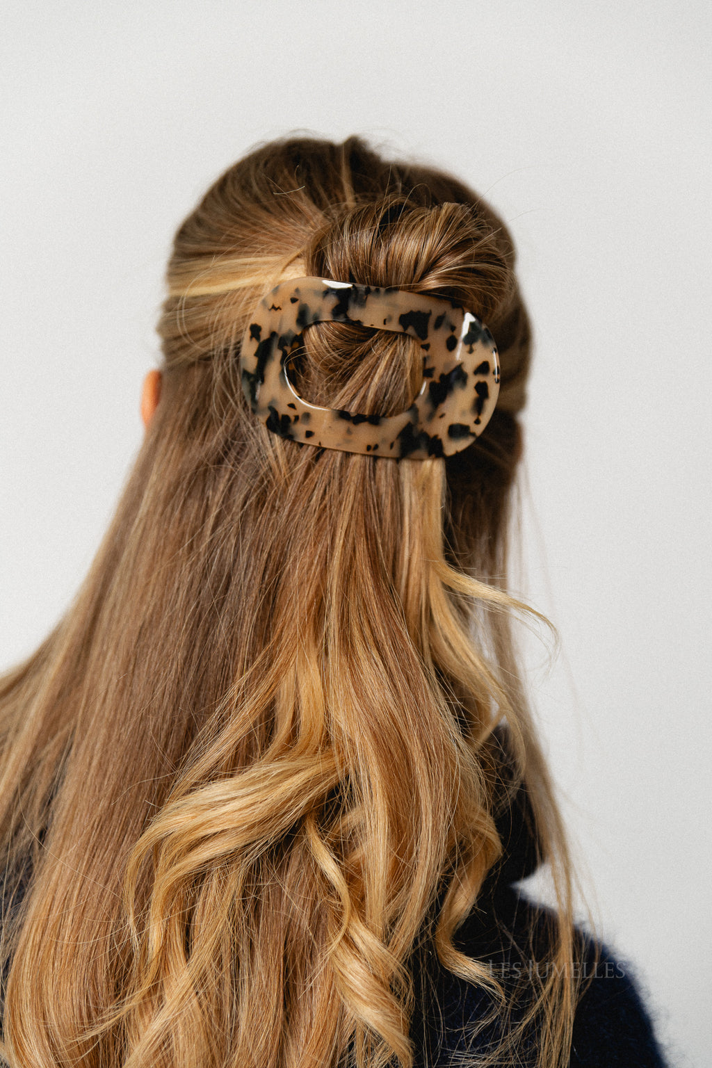 Flat hairclip tortoise - beige