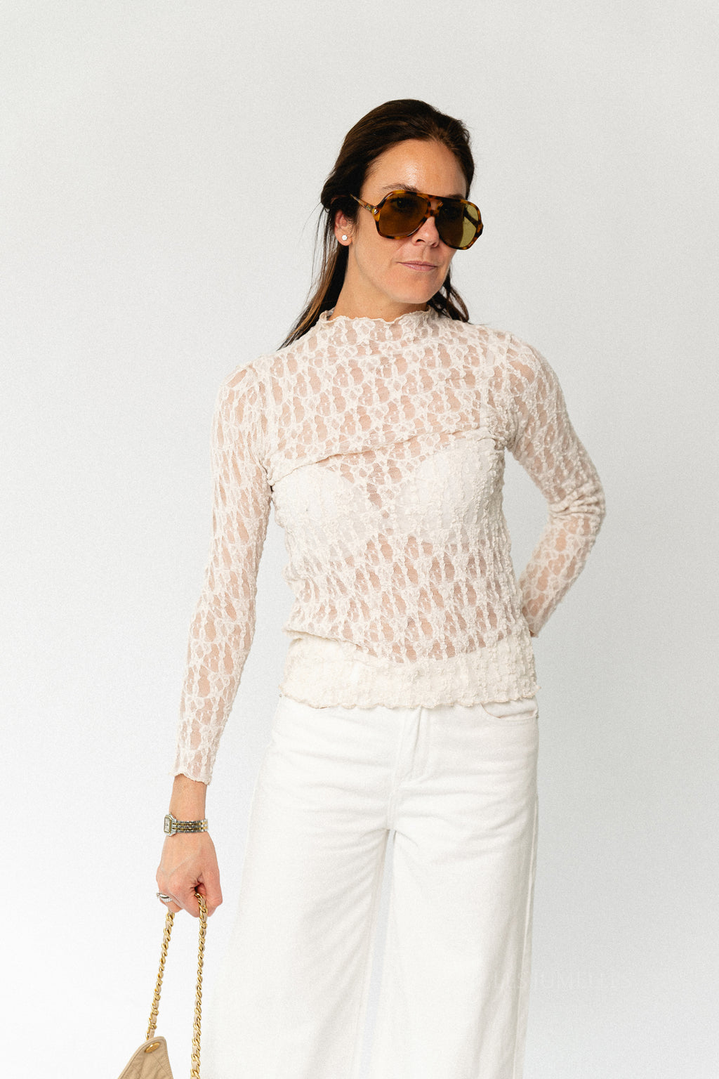 Vivienne LS lace top birch