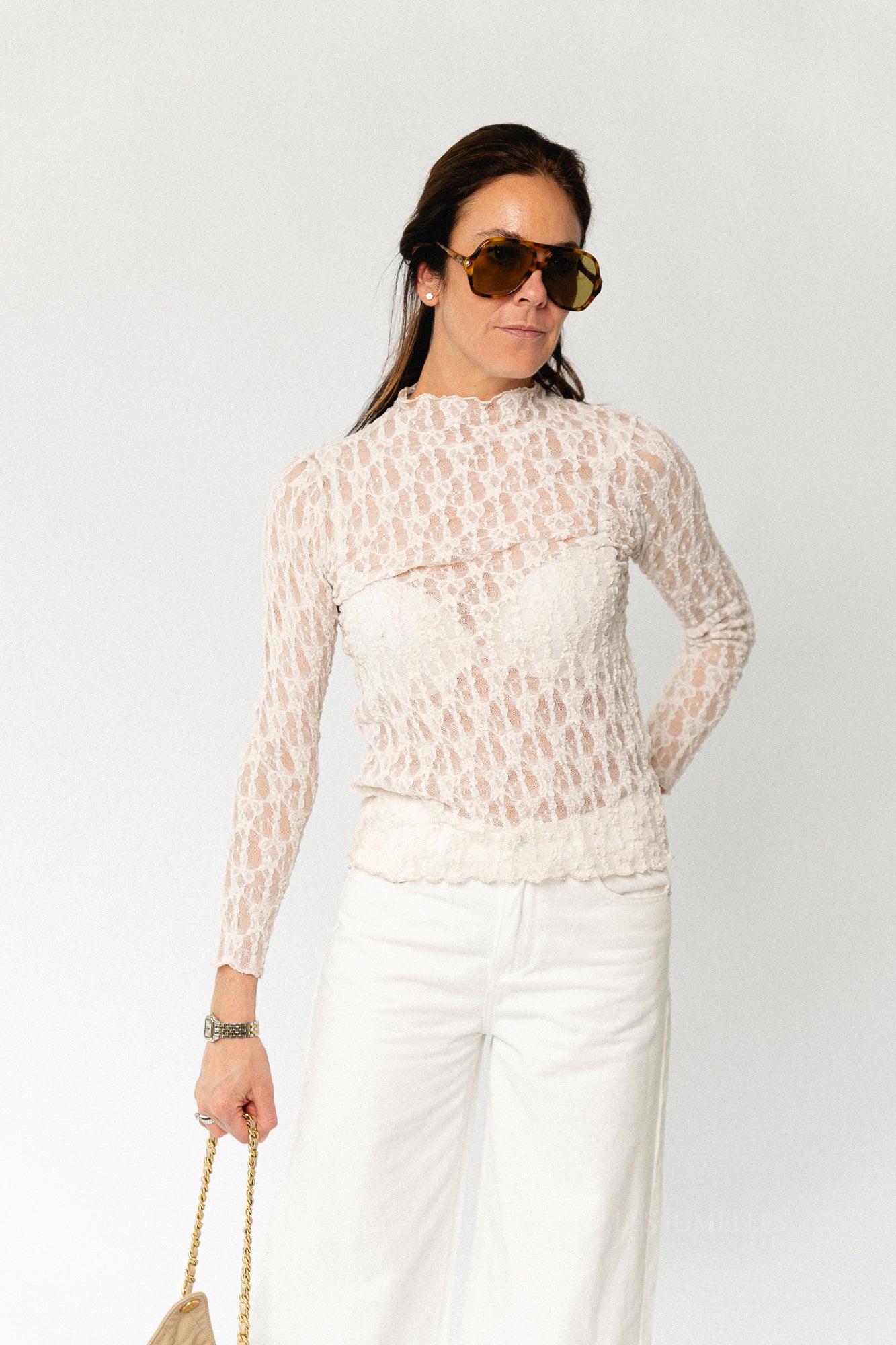 Vivienne LS lace top birch