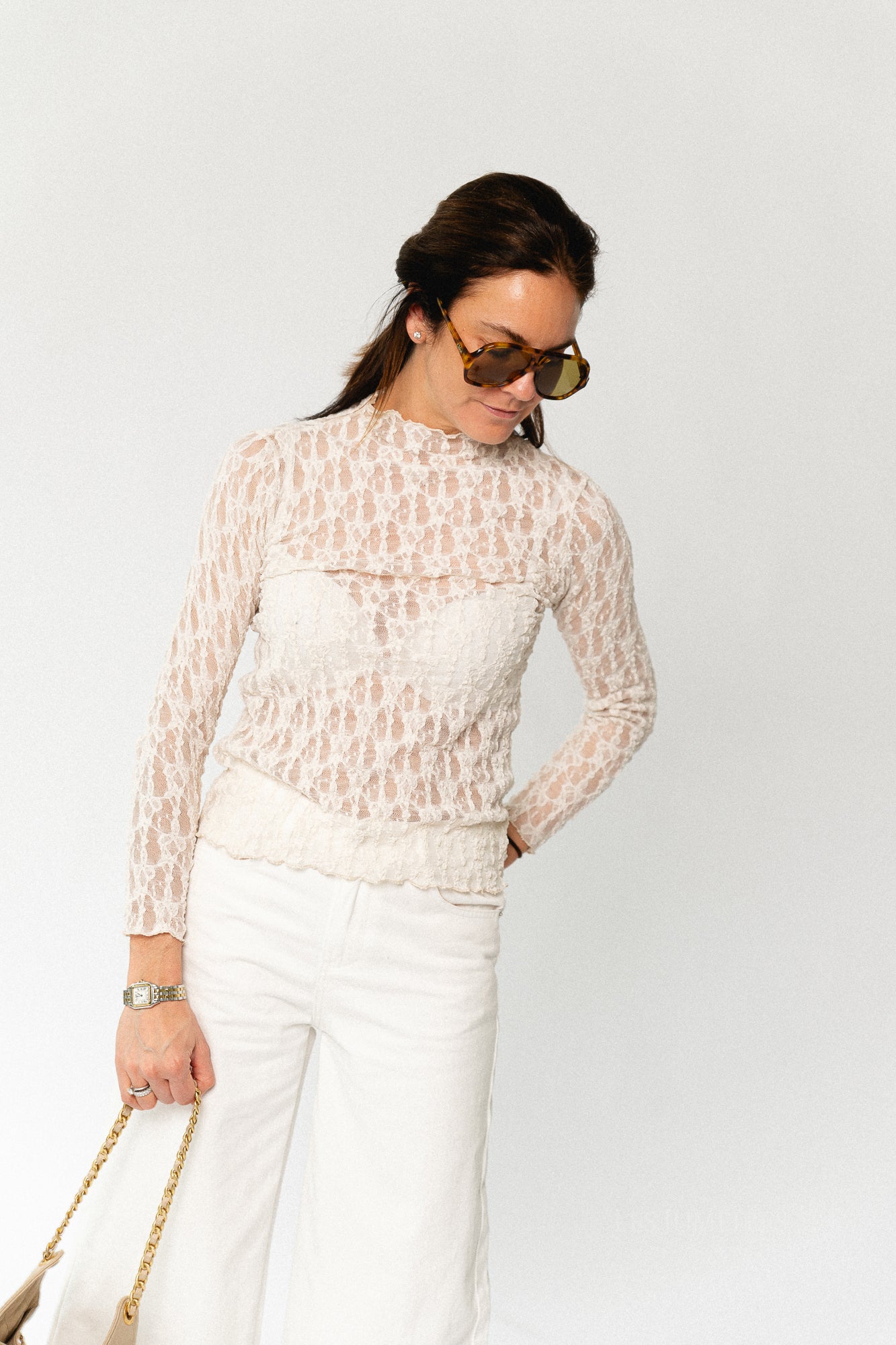 Vivienne LS lace top birch