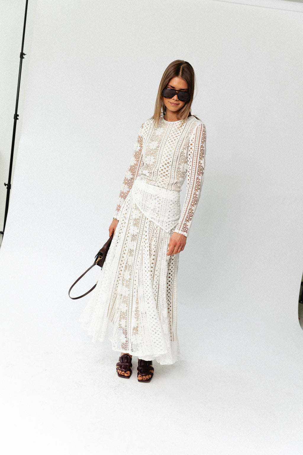 Lina floral lace maxi dress ivory