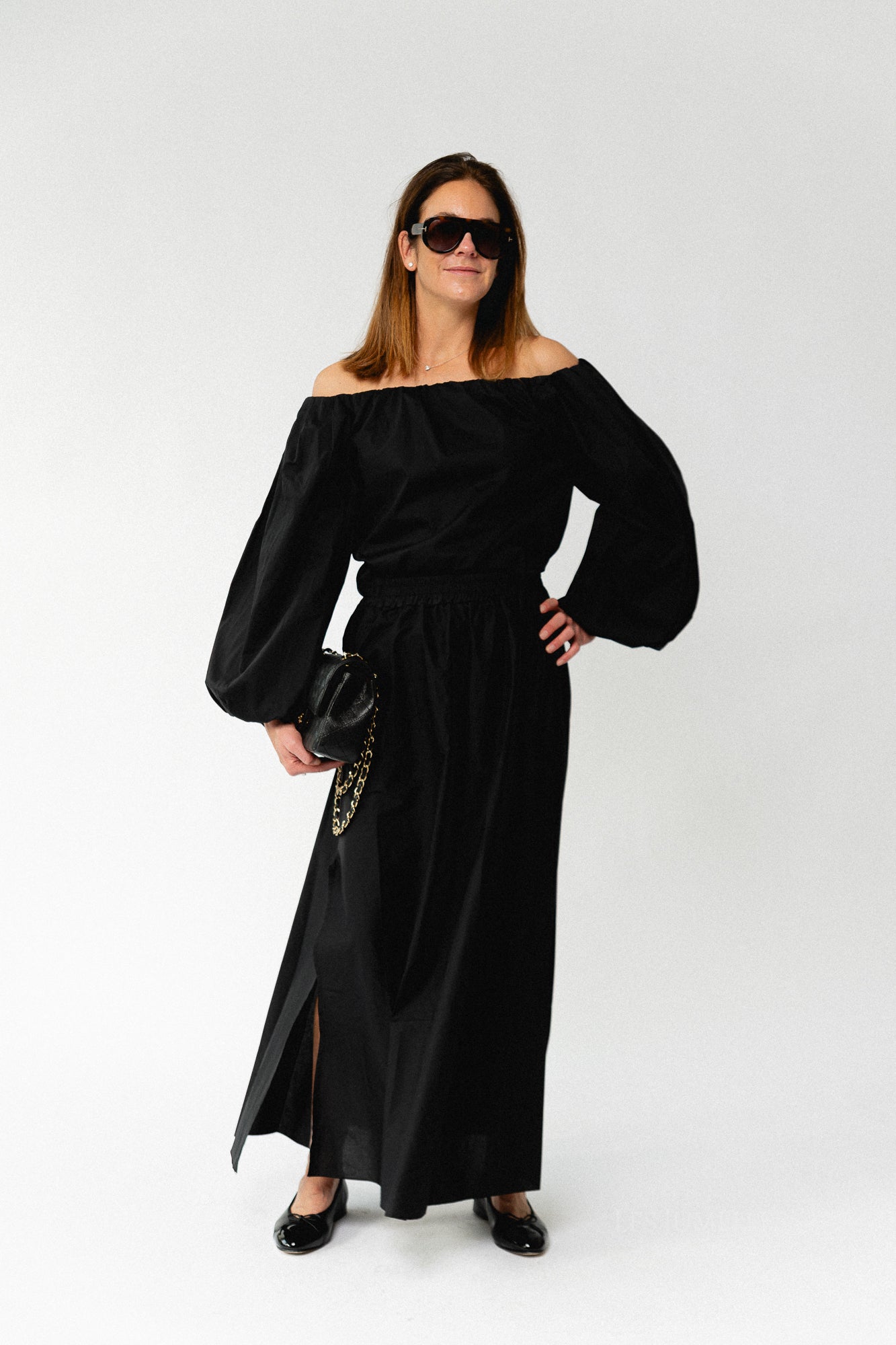 Fran Off-Shoulder Bluse Schwarz