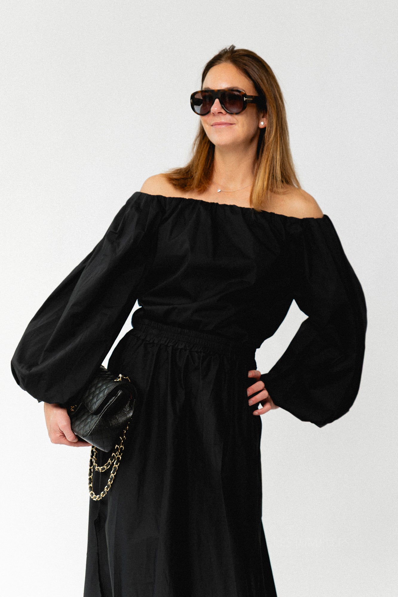 Fran Off-Shoulder Bluse Schwarz