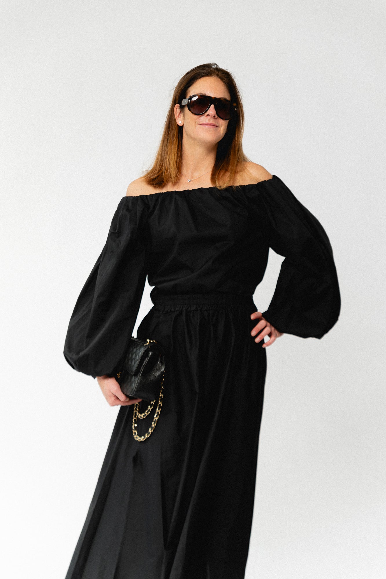 Fran Off-Shoulder Bluse Schwarz