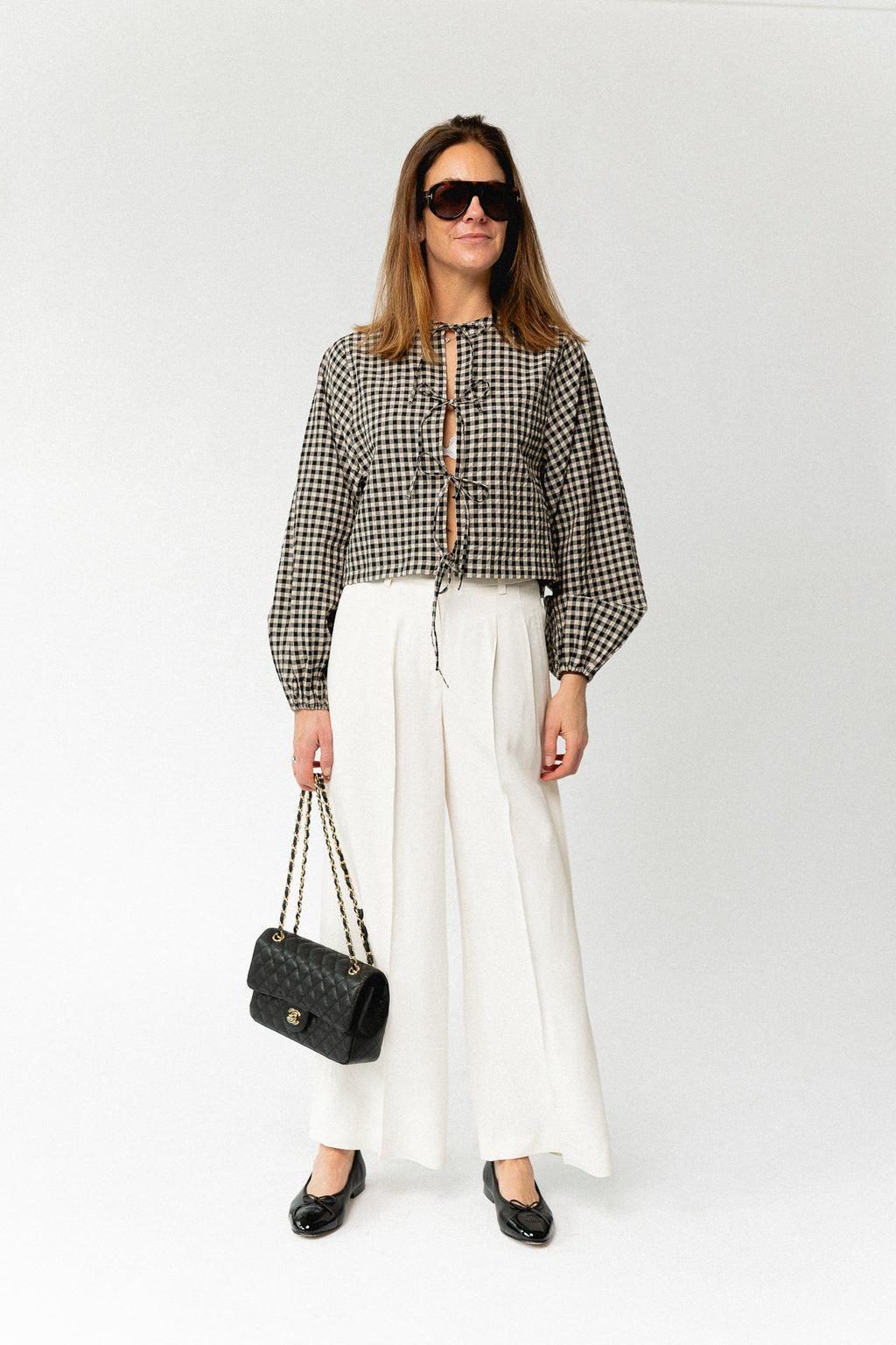 Lisanne blouse almond milk & black gingham