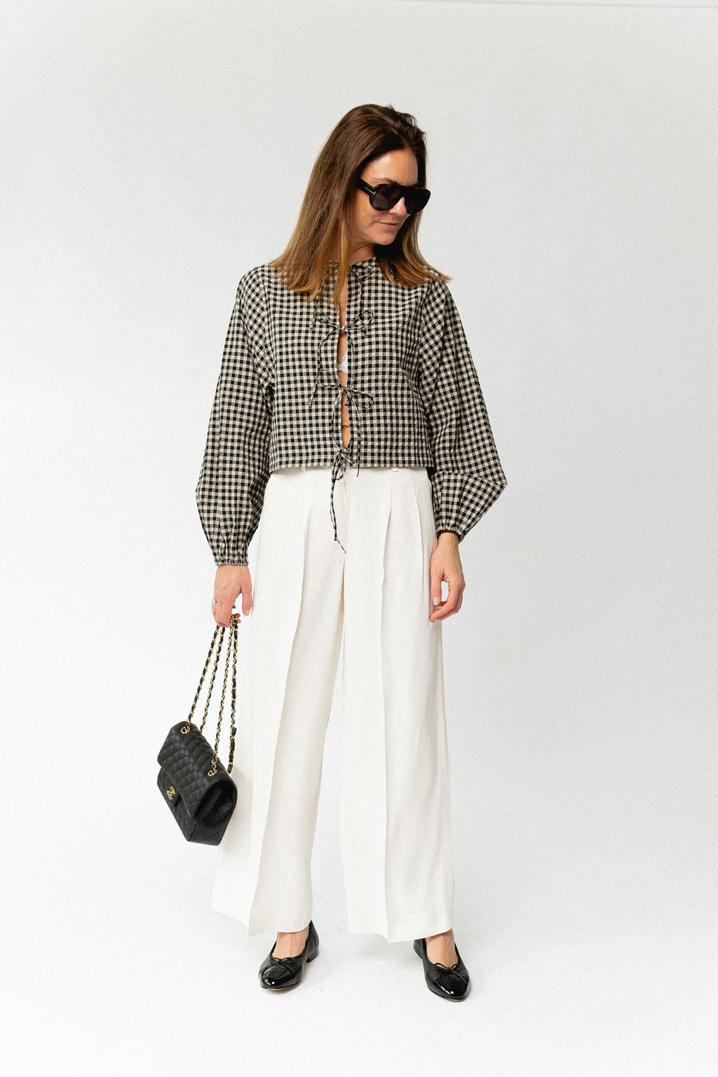Lisanne blouse almond milk & black gingham